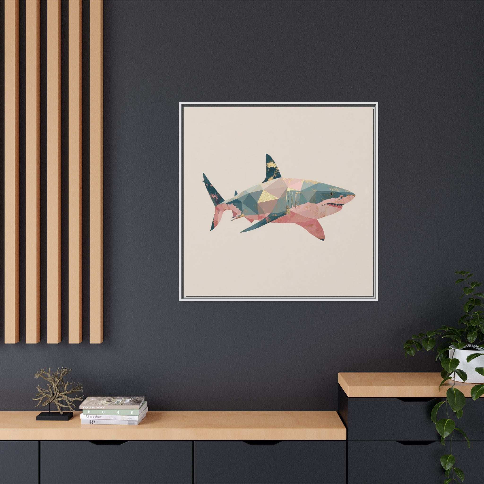 Geometric Shark Spectrum: Polygonal Marine Predator, Abstract Metallic Design   |  Personalized & Custom Orders Available