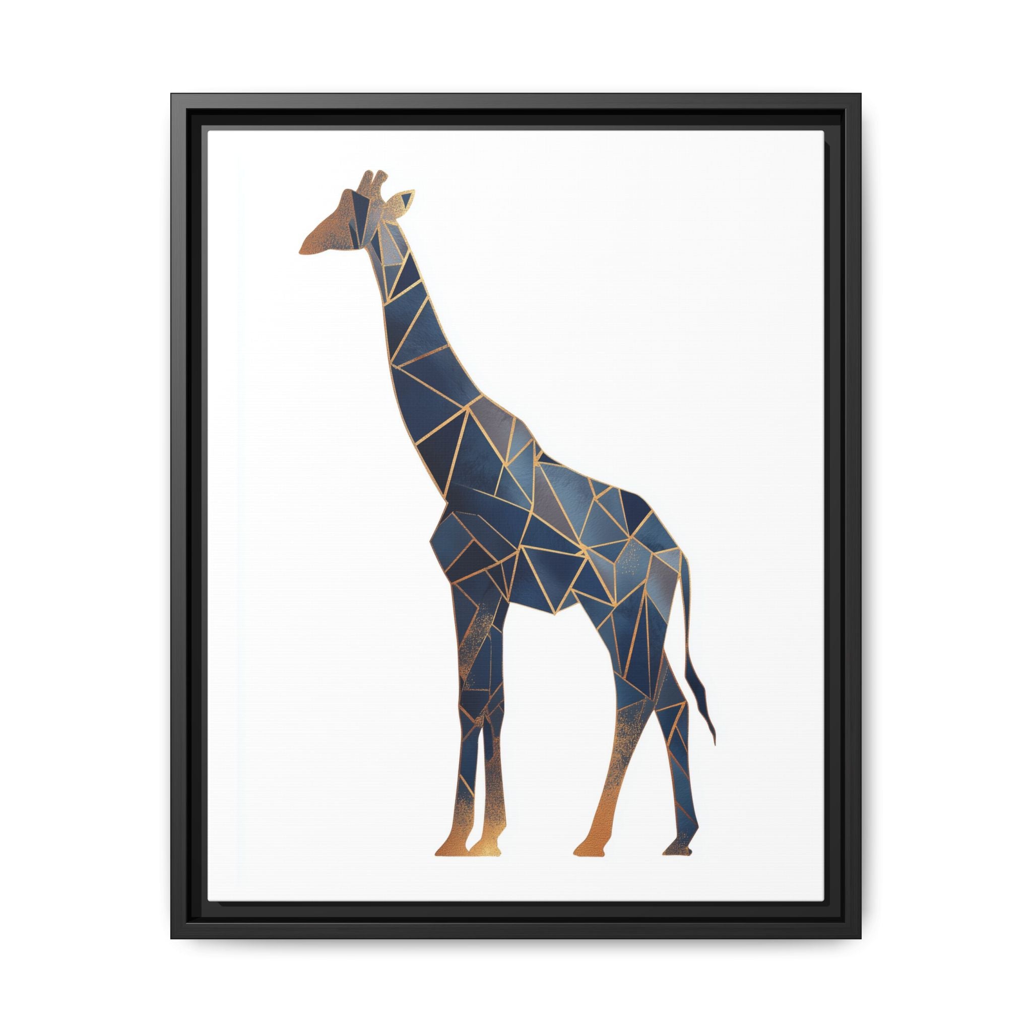 Geometric Giraffe Framed Print : Faceted Blue Mosaic, Modern Wildlife Art   |  Personalized & Custom Orders Available