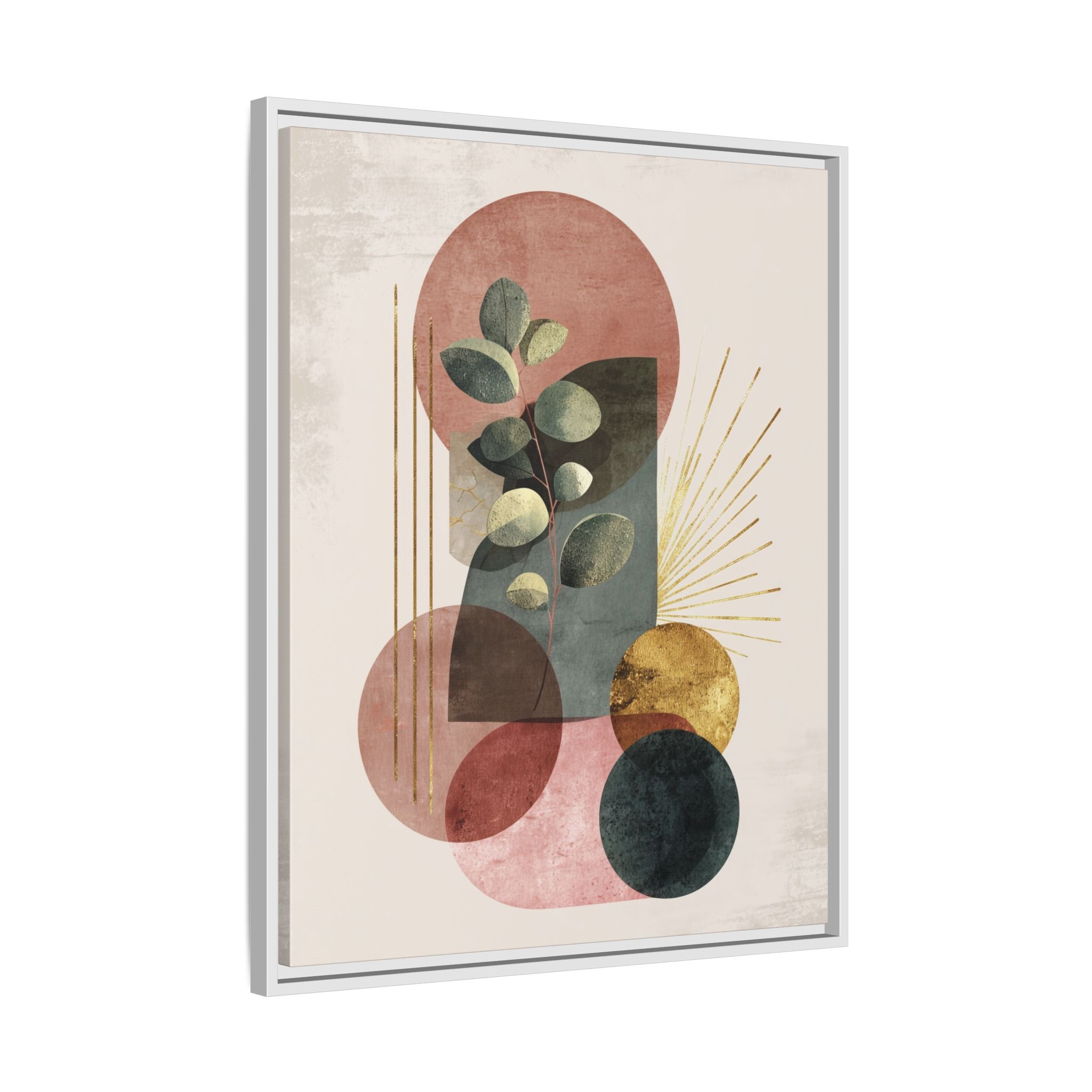 Botanical Geometric Symphony: Eucalyptus Harmony, Metallic Intersections, Modern Earth Tones   |   Custom Orders Accepted