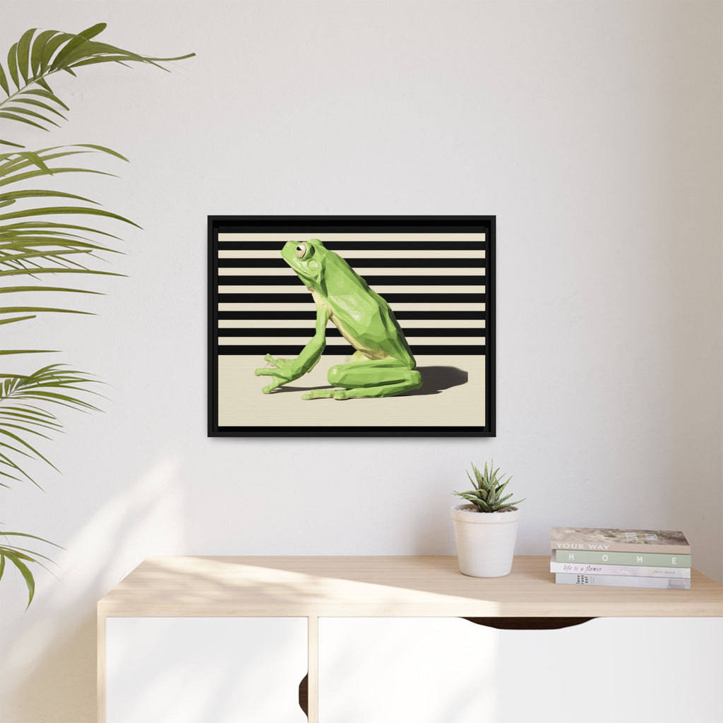 Geometric Frog Framed Print : Low-Poly Amphibian Design, Contemporary Minimalist Art   |  Personalized & Custom Orders Available