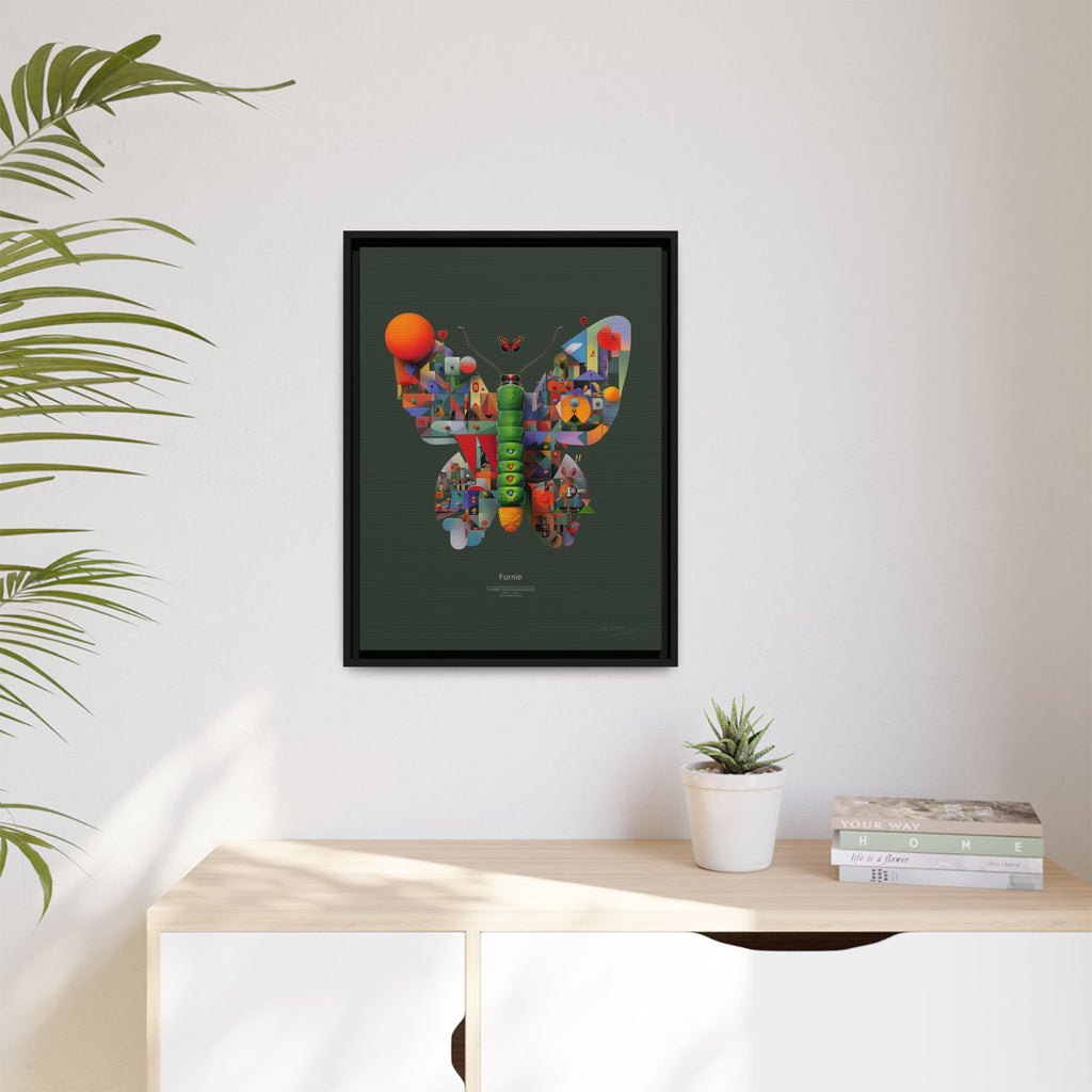 Geometric Metamorphosis Framed Print : Digital Cubist Butterfly, Urban Abstract Composition   |   Custom Orders Available