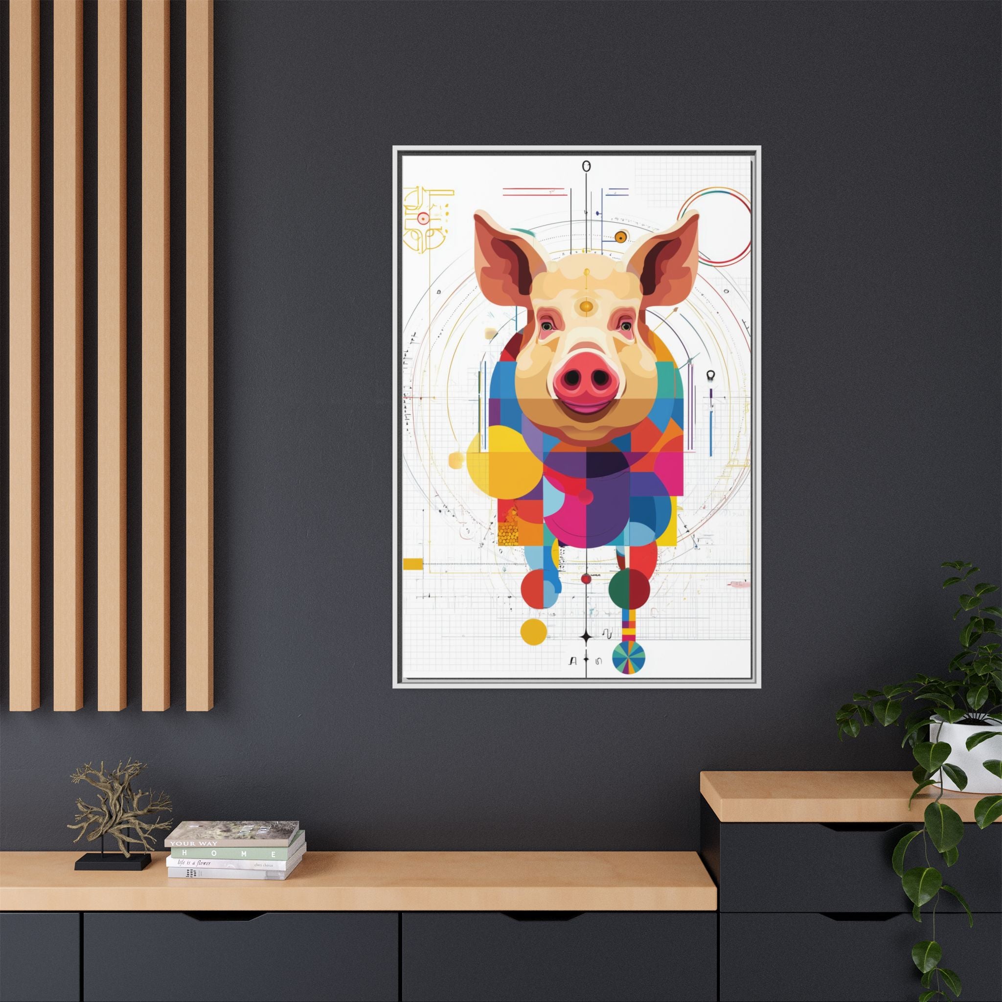 Geometric Pig: Digital Cubist Portrait, Mathematical Animal Abstraction   |    Custom Orders Available