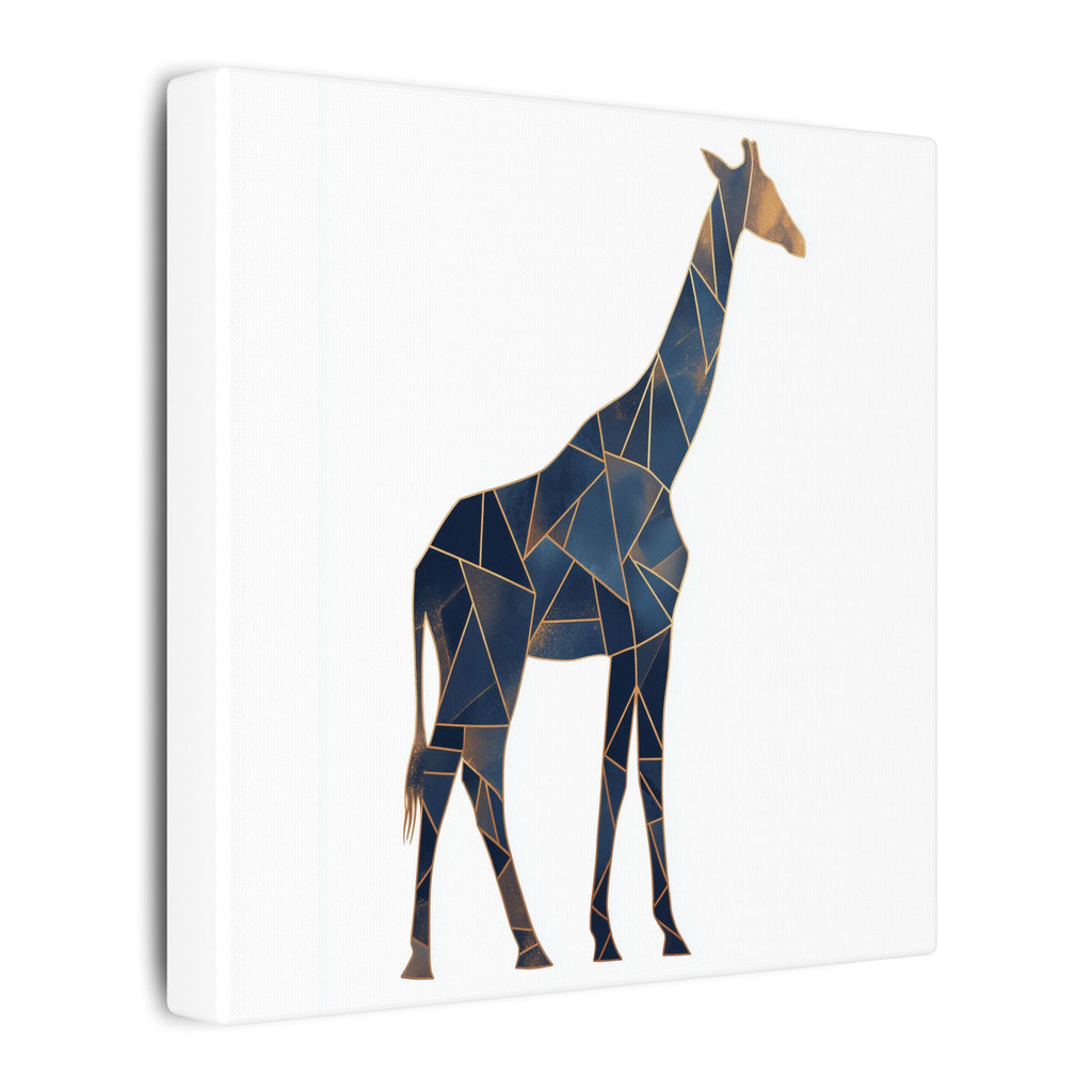 Geometric Giraffe: Mosaic Animal Portrait, Blue Triangular Design, Contemporary African Wildlife Art   |  Personalized & Custom Orders