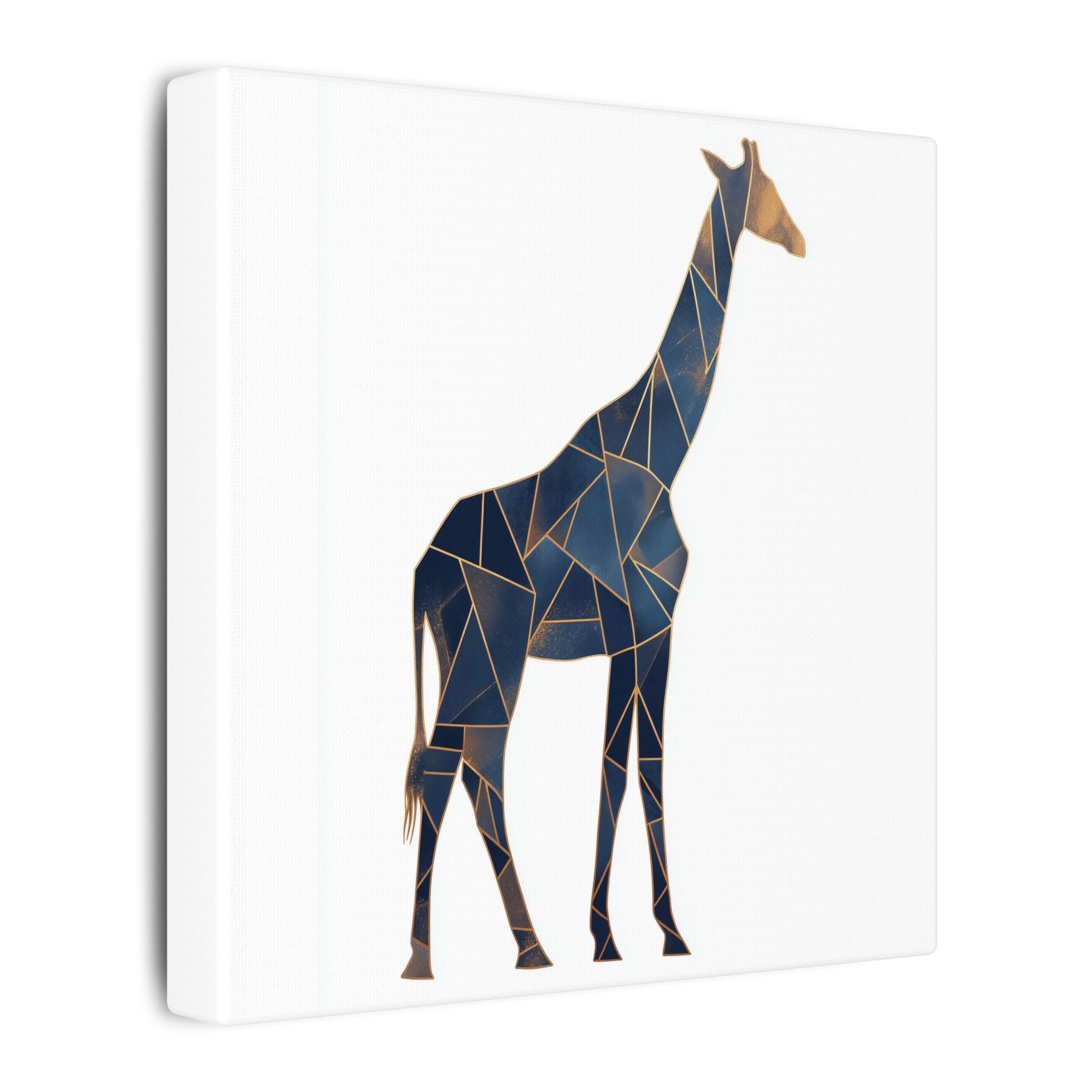 Geometric Giraffe: Mosaic Animal Portrait, Blue Triangular Design, Contemporary African Wildlife Art   |  Personalized & Custom Orders