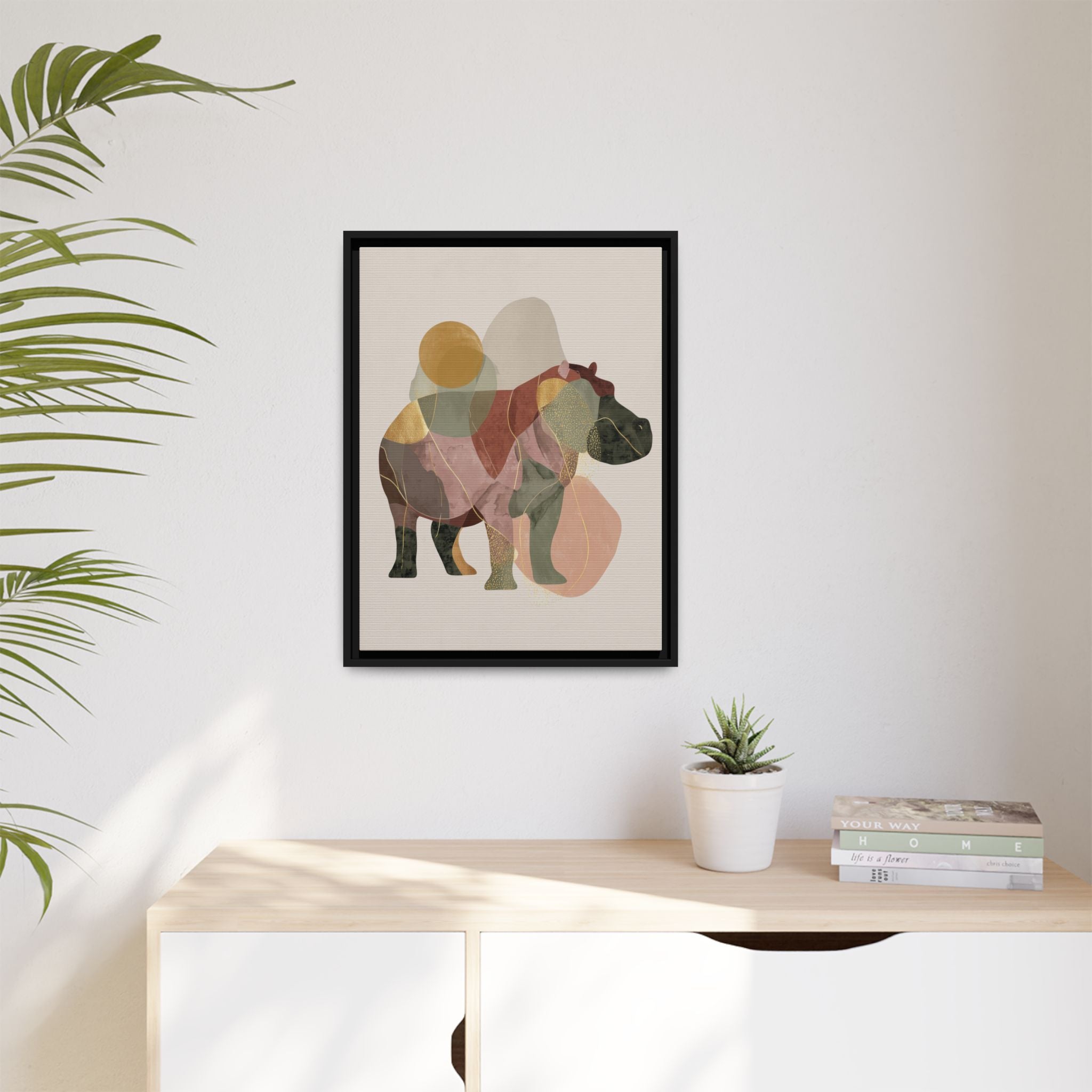 Geometric Harmony: Abstract Hippo Silhouette, Modern Minimalist Animal Art   |    Custom Orders Available
