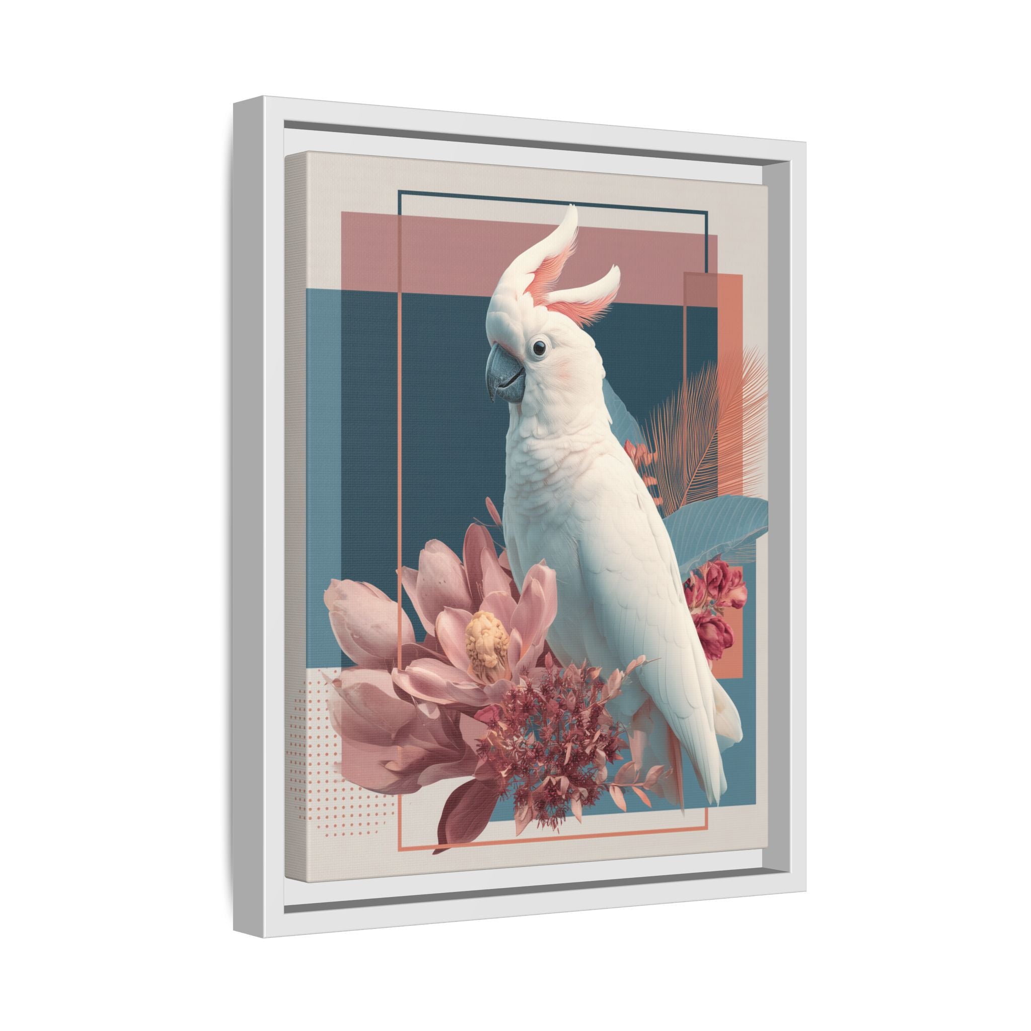 Cockatoo Geometric Framed Print : Modern Wildlife Illustration, Geometric Botanical Fusion   |  Personalized & Custom Orders Available