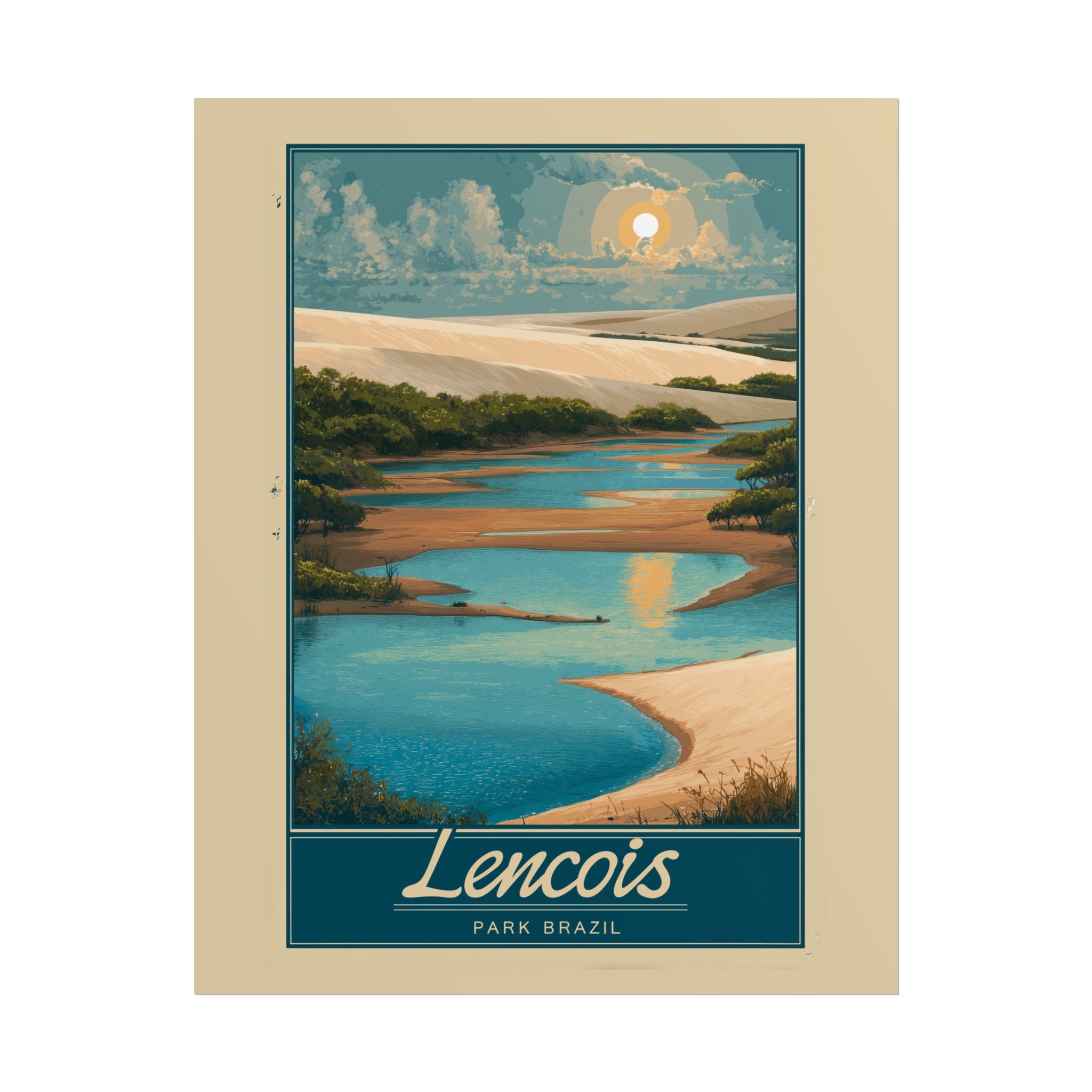 Lencois Paradise: Brazilian River Landscape, Vintage Travel Poster Style   |    Custom Orders Available