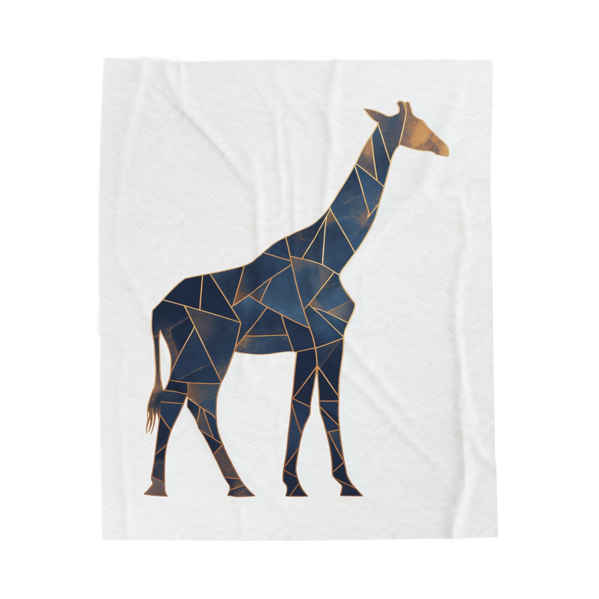 Mosaic Giraffe Quilt: Geometric Wildlife, Modern Blue Triangular Design, Contemporary Digital Illustration   |  Personalized & Custom Orders