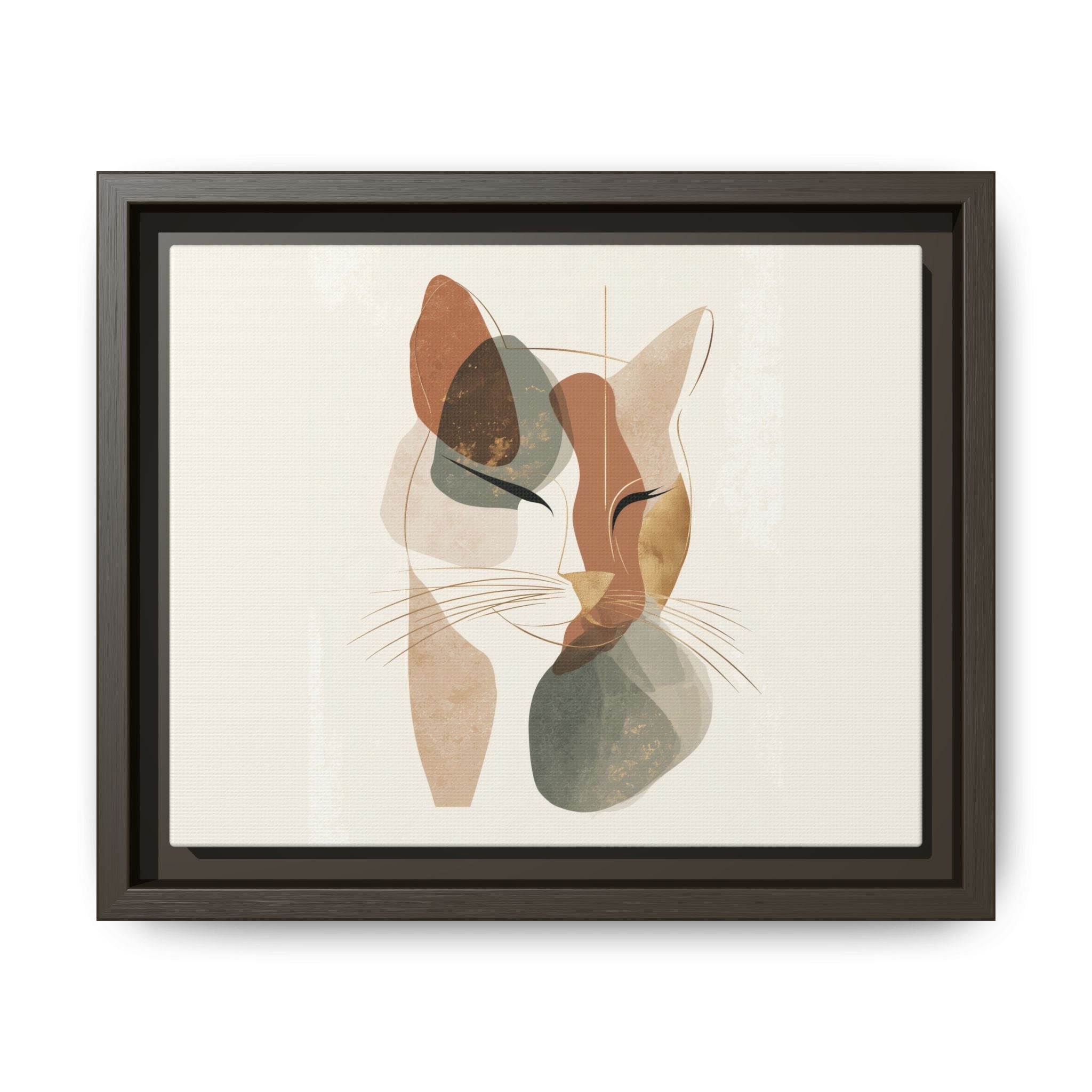 Feline Geometry: Abstract Cat Portrait, Minimalist Earth Tones   |  Personalized & Custom Orders Available