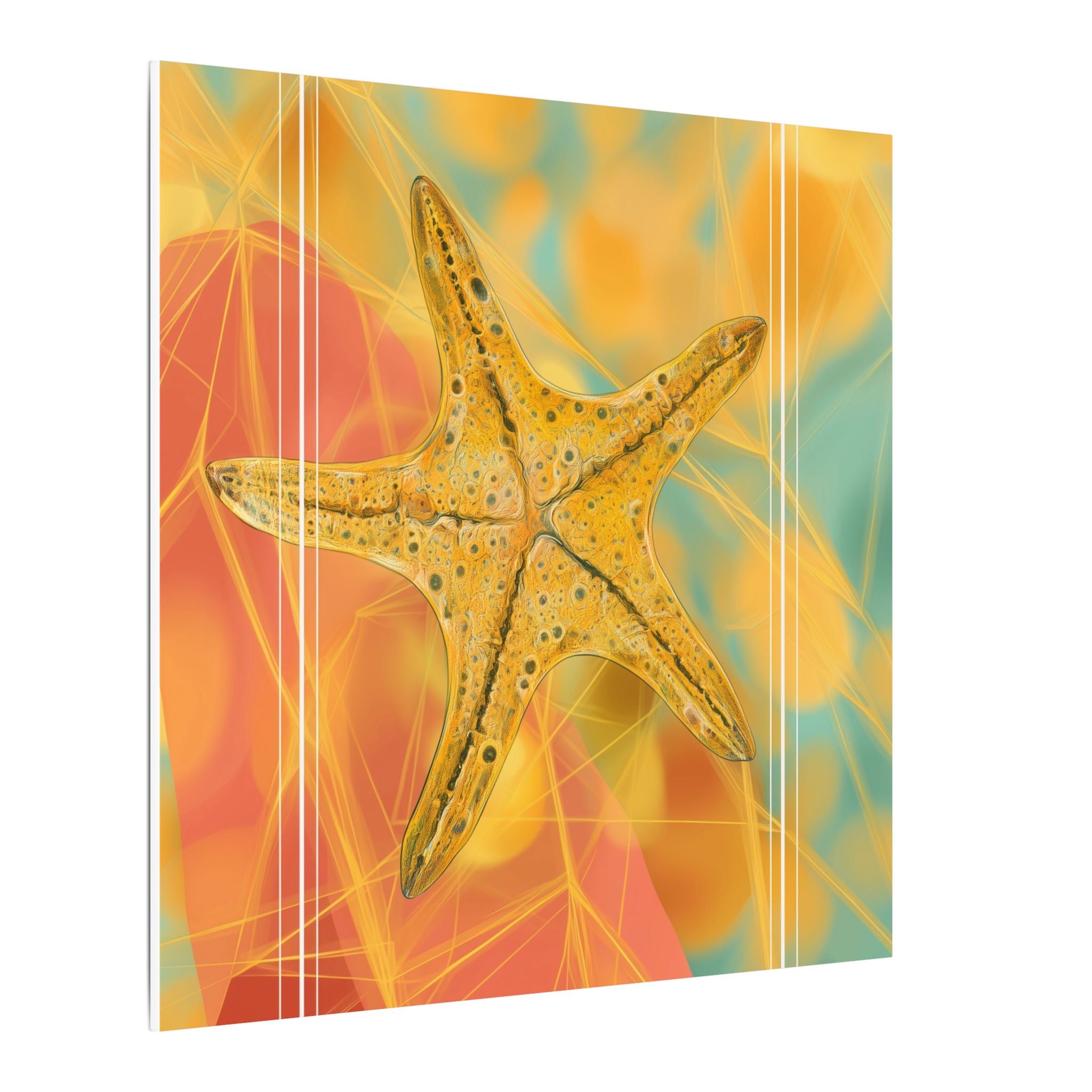 Golden Marine Geometry: Starfish Textures in Digital Art, Oceanic Abstract Composition   |    Custom Orders Available