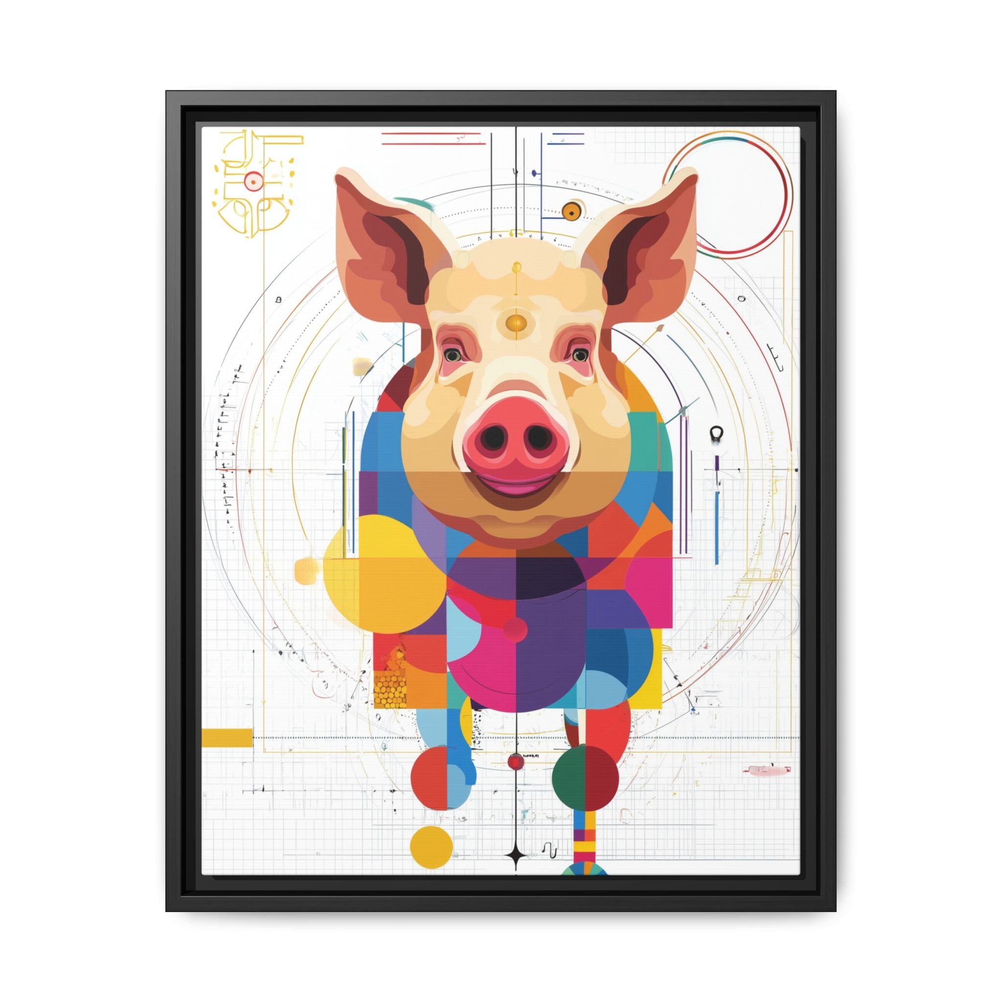 Geometric Pig: Digital Cubist Portrait, Mathematical Animal Abstraction   |    Custom Orders Available