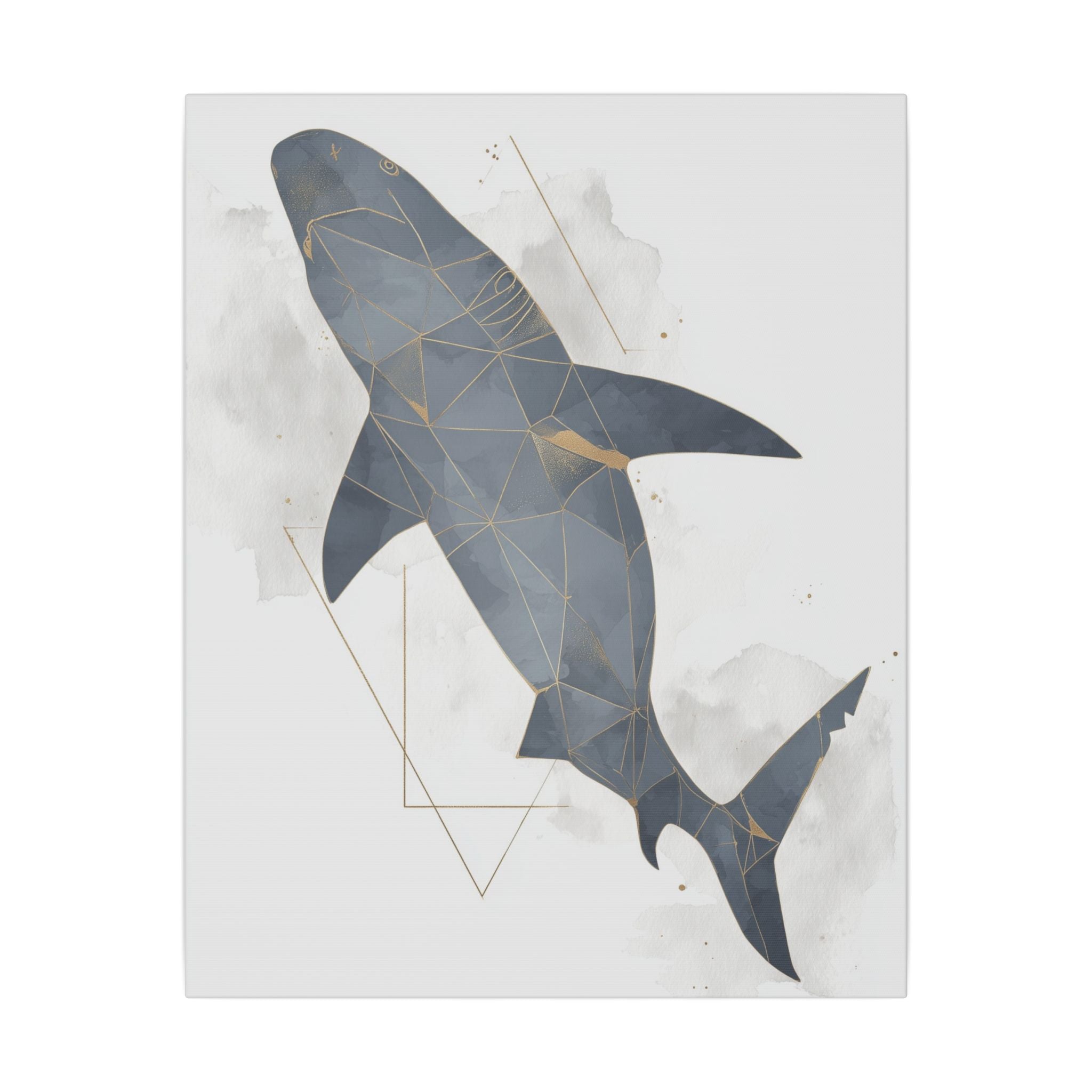 Apex Predator: Geometric Marine Portrait, Triangular Mosaic Design, Blue-Gray Shark Art   |  Personalized & Custom Orders Available