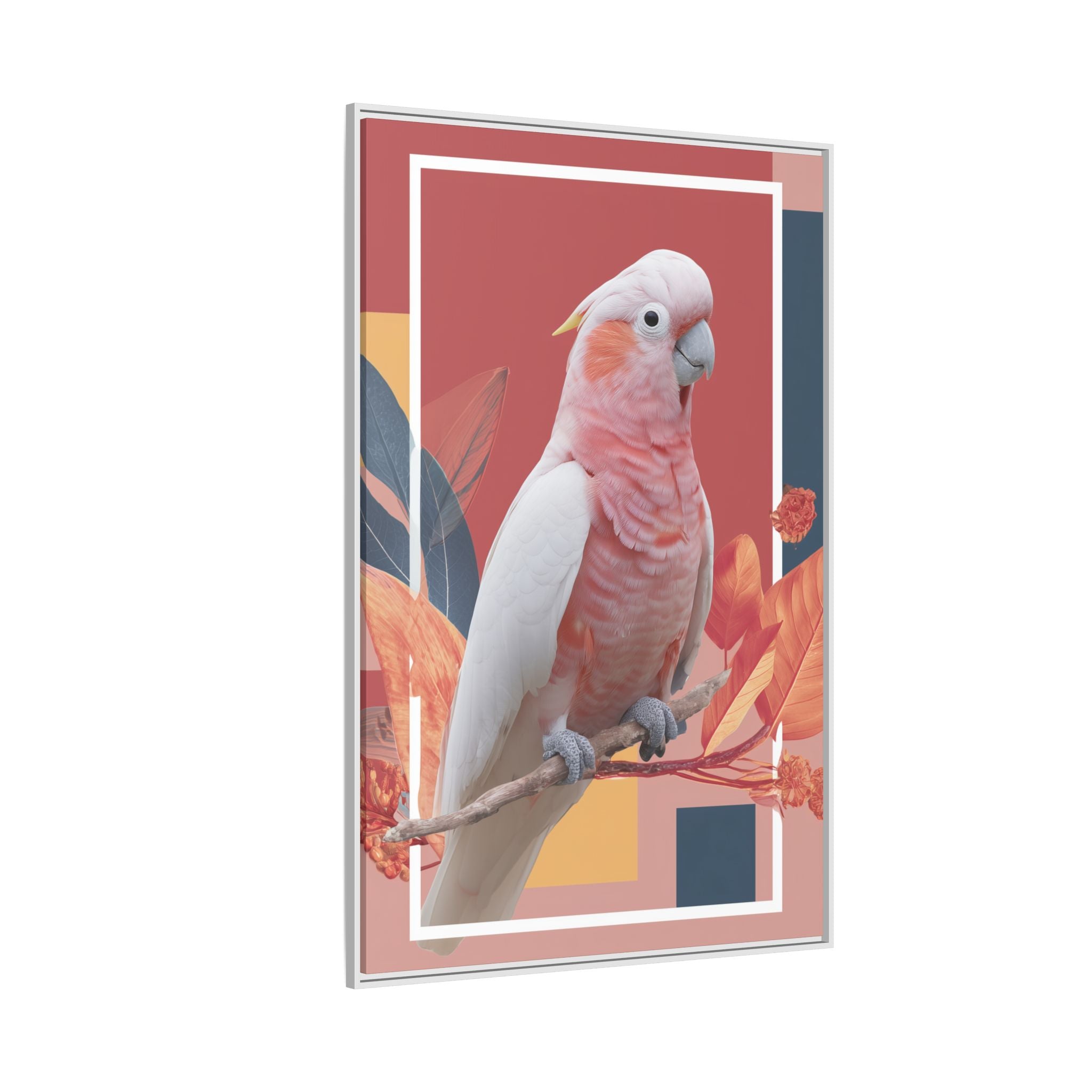 Framed Print: Cockatoo in Contemporary Geometric Style, Modern Avian Art Collection   |  Personalized & Custom Orders Available