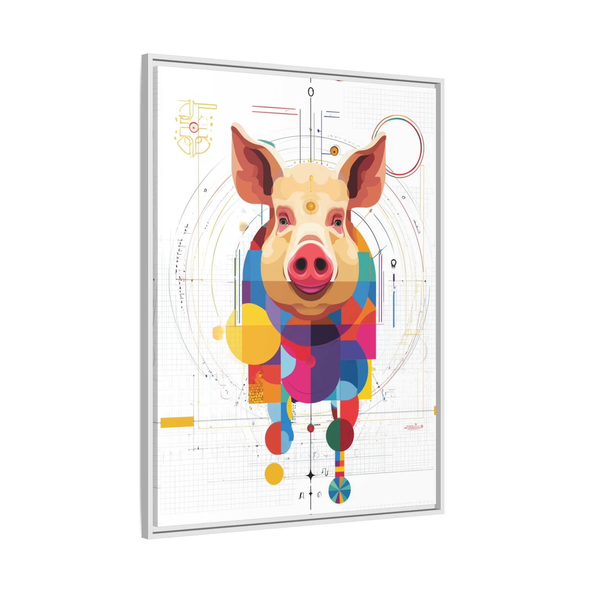 Geometric Pig: Digital Cubist Portrait, Mathematical Animal Abstraction   |    Custom Orders Available