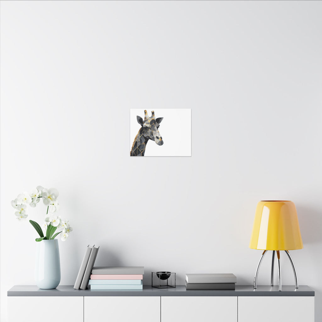 Fractured Majesty: Geometric Giraffe Portrait, Metallic Mosaic Art, Modern Animal Abstract Design   |  Personalized & Custom Orders