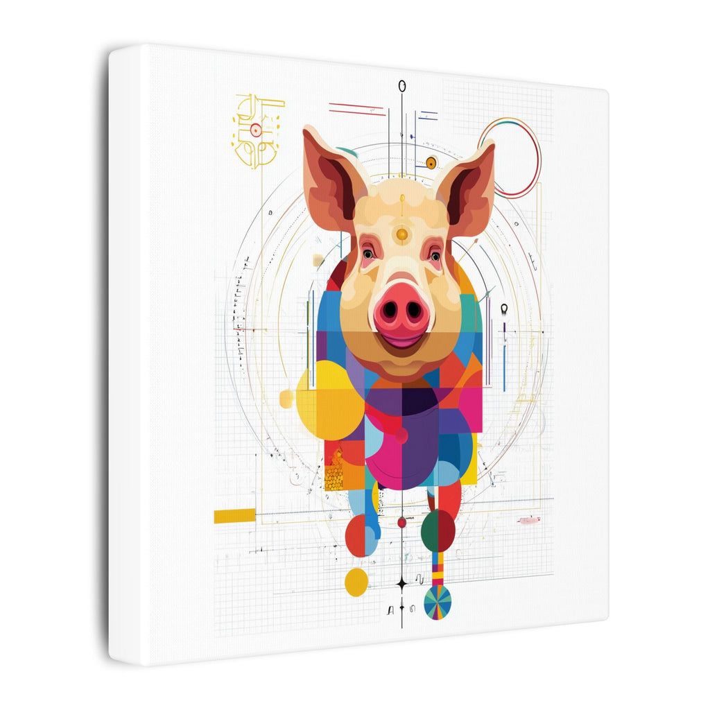 Geometric Pig Portrait: Cubist Animal Art, Technical Design Illustration   |    Custom Orders Available