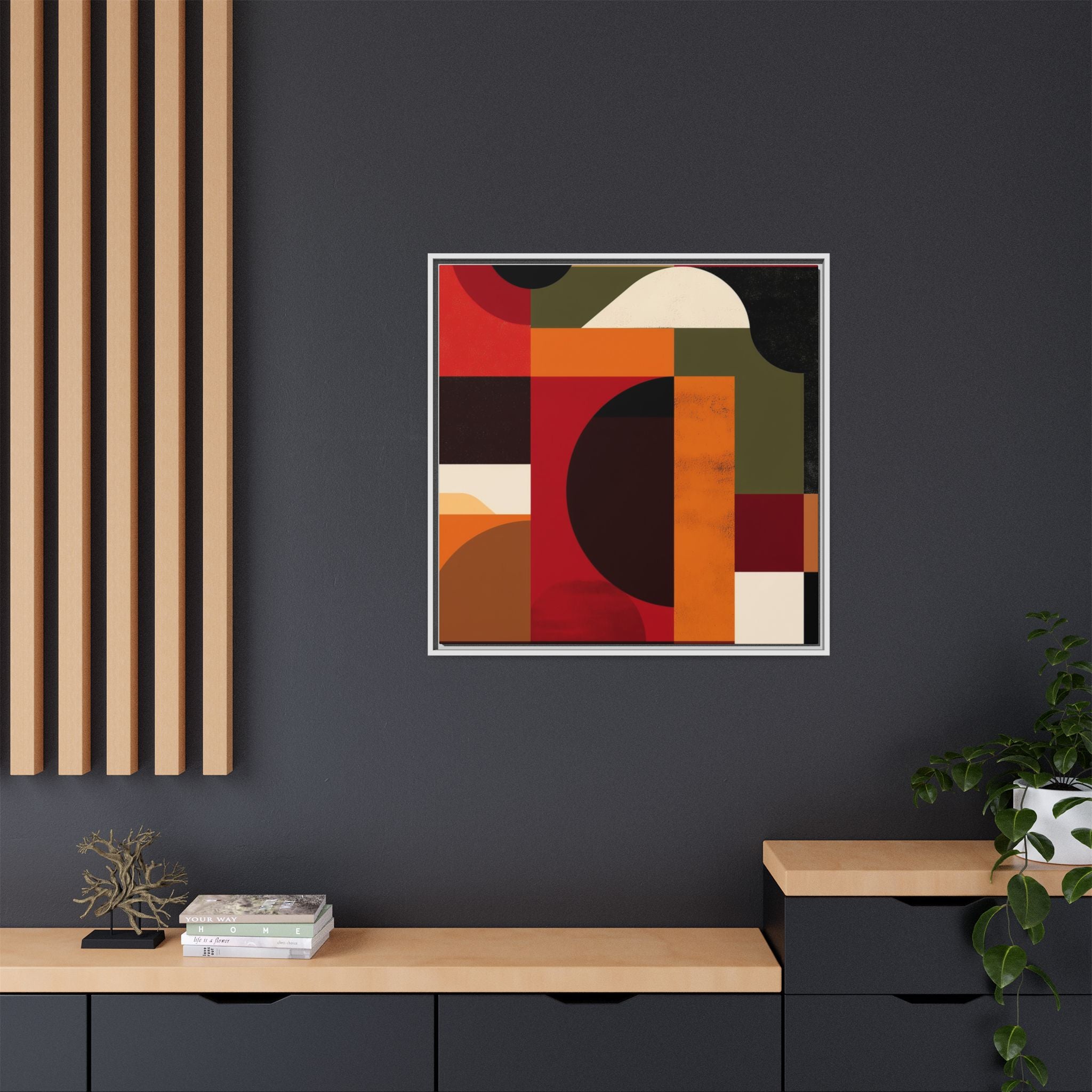 Geometric Convergence: Abstract Bauhaus Design, Constructivist Color Blocks, Architectural Art Composition   |   Custom Orders Accepted
