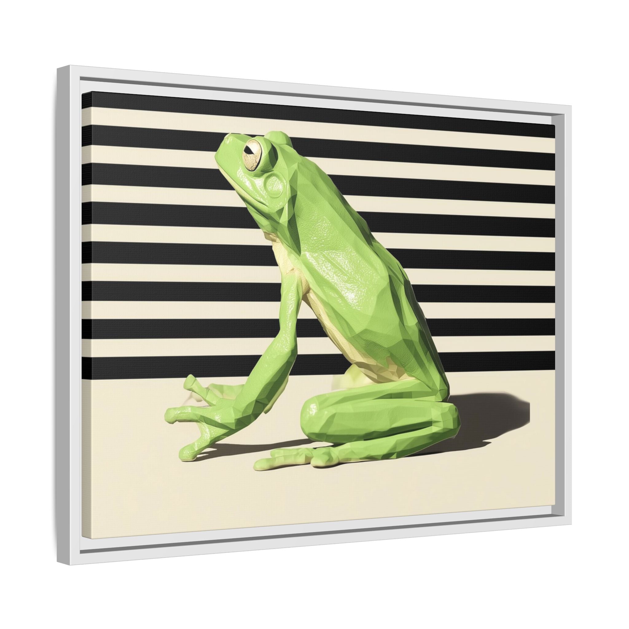 Geometric Frog Framed Print : Low-Poly Amphibian Design, Contemporary Minimalist Art   |  Personalized & Custom Orders Available
