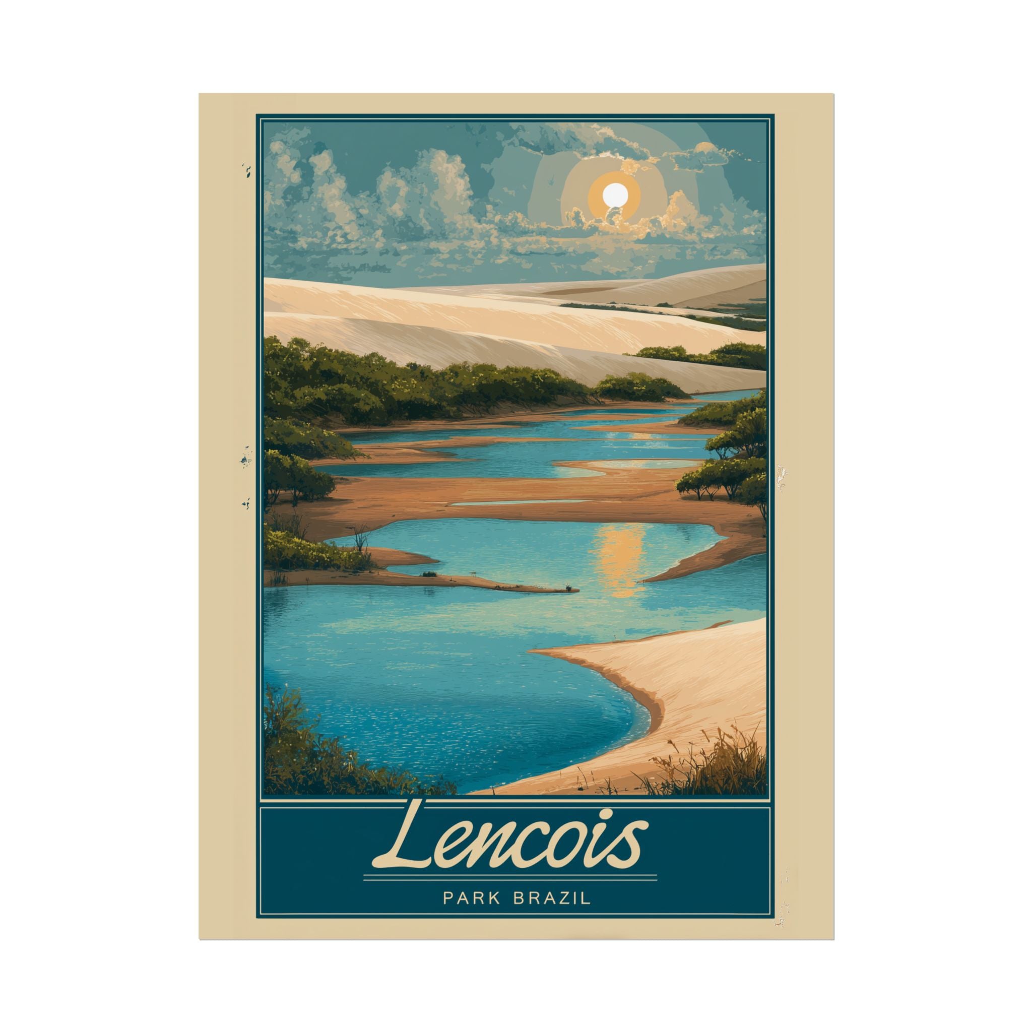 Lencois Paradise: Brazilian River Landscape, Vintage Travel Poster Style   |    Custom Orders Available