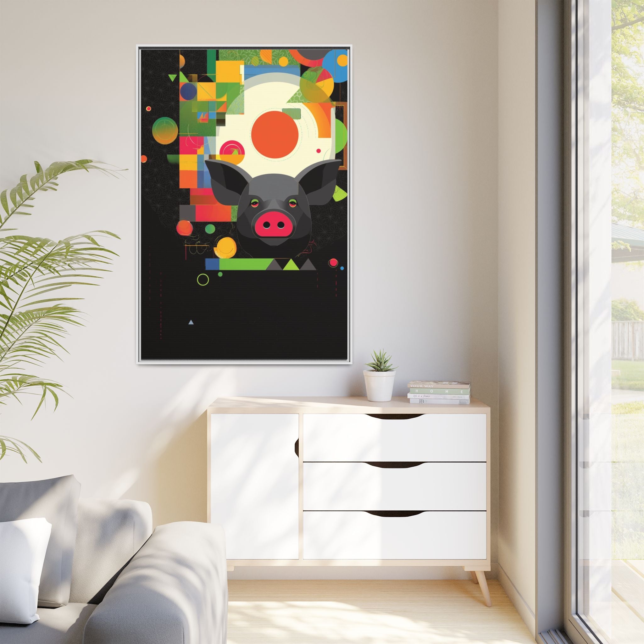 Prismatic Pig: Geometric Abstract Design, Digital Graphic Art Illustration   |    Custom Orders Available