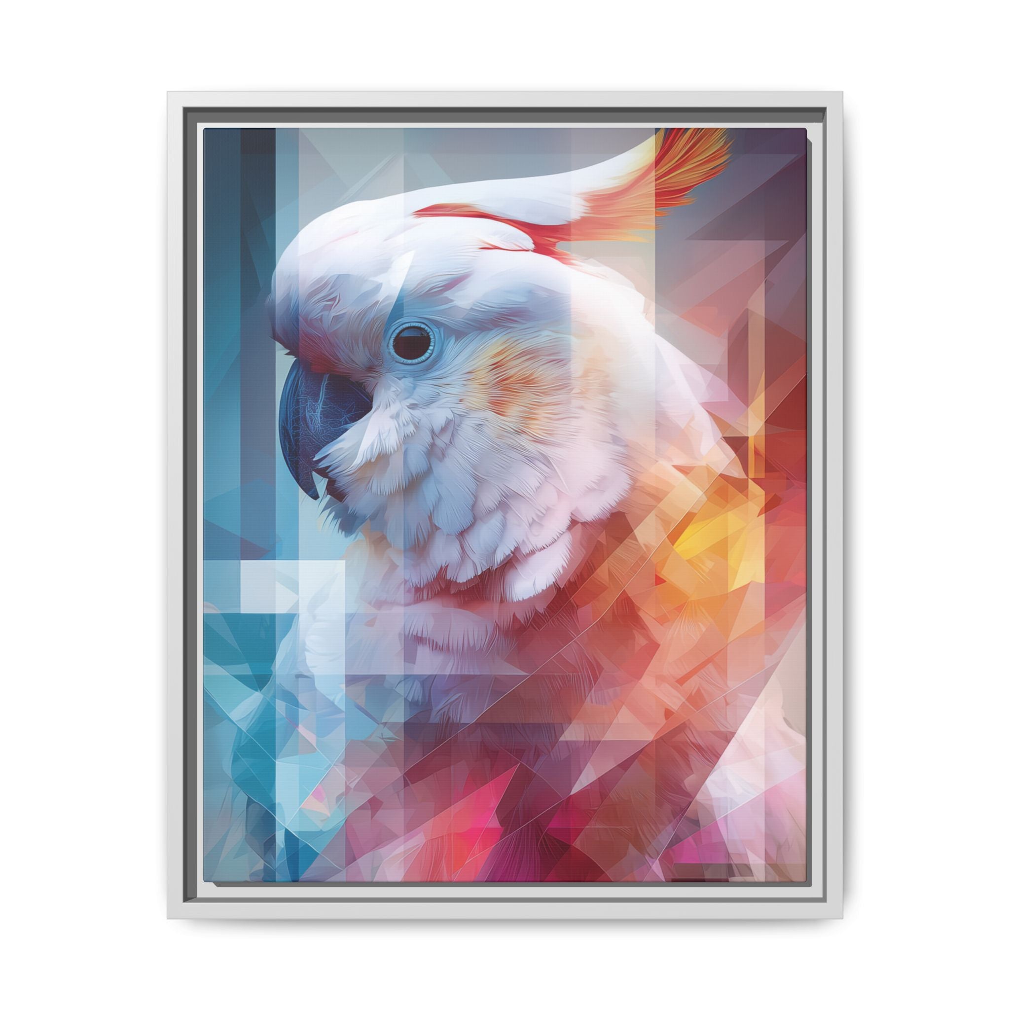 Fractured Cockatoo: Geometric Wildlife Portrait, Low-Poly Digital Art   |    Custom Orders Available
