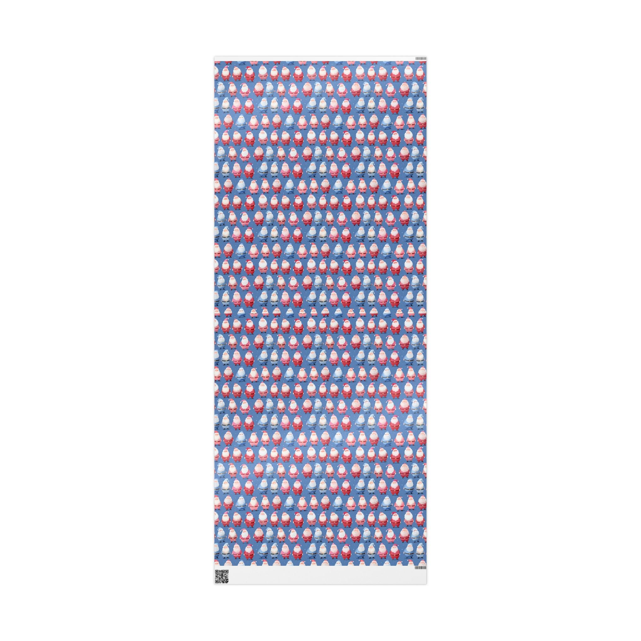 Santa Pattern Wrapping Paper Roll — Festive Blue Christmas Gift Wrap