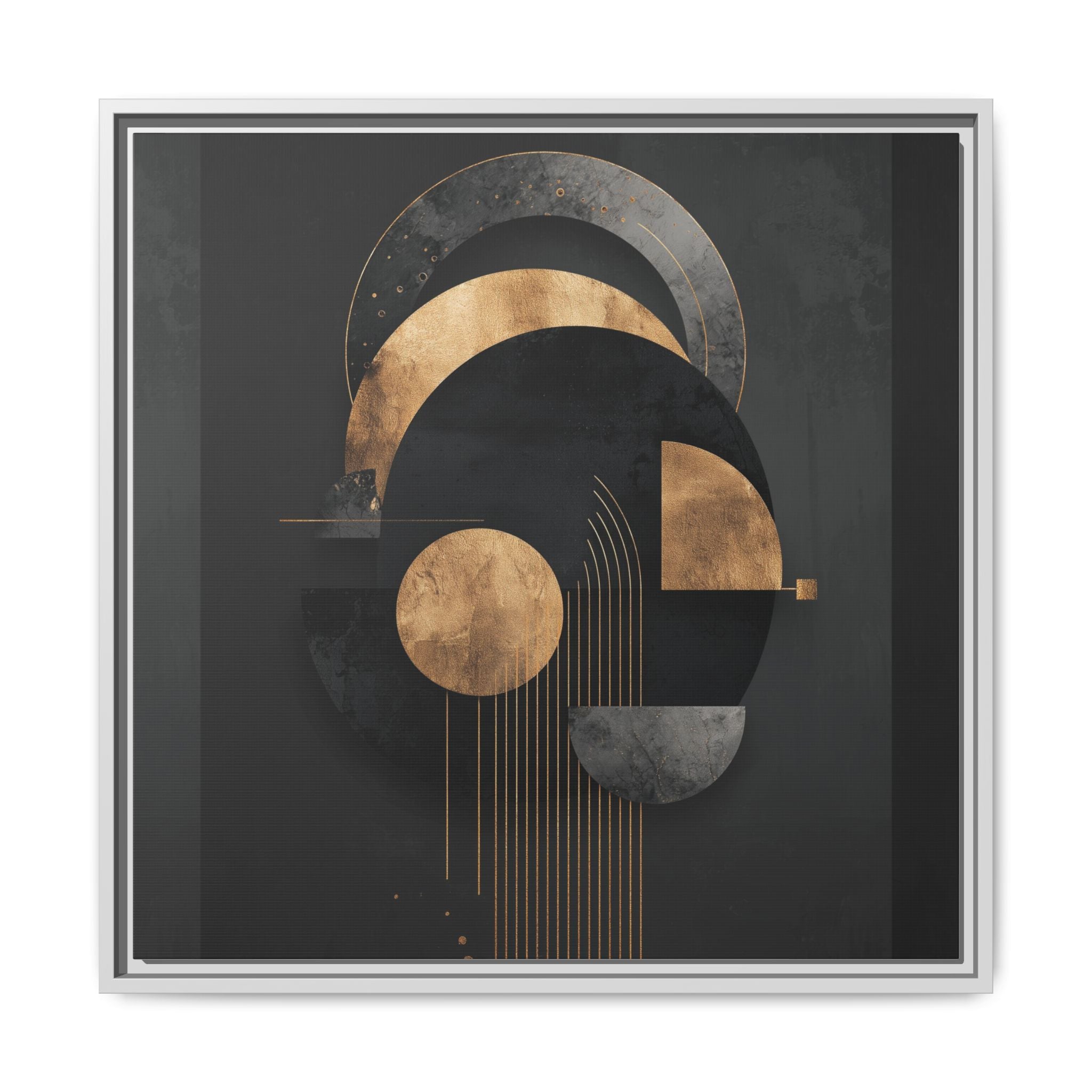 Geometric Resonance: Abstract Gold and Black Design, Minimalist Architectural Art, Modern Metallic Composition   |   Custom Orders Accepted