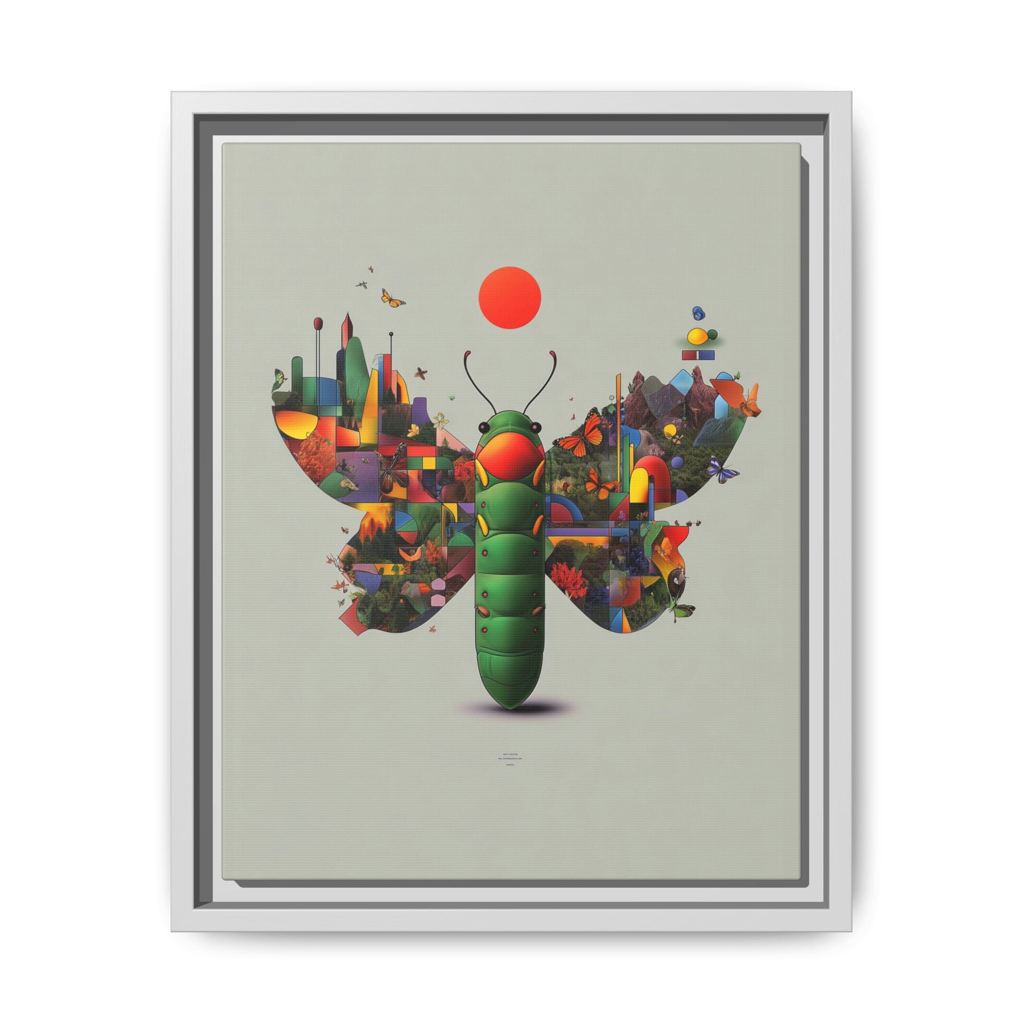 Geometric Chrysalis Framed Print : Butterfly Transformation, Digital Abstract Landscape Metaphor   |  Personalized & Custom Orders