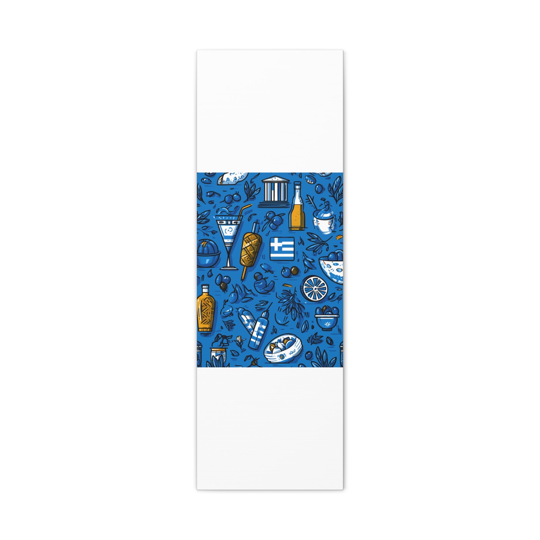 Vibrant Canvas Wall Art, Blue Mediterranean Theme, Kitchen Decor, Greek Party Decor, Olive and Drink Motif