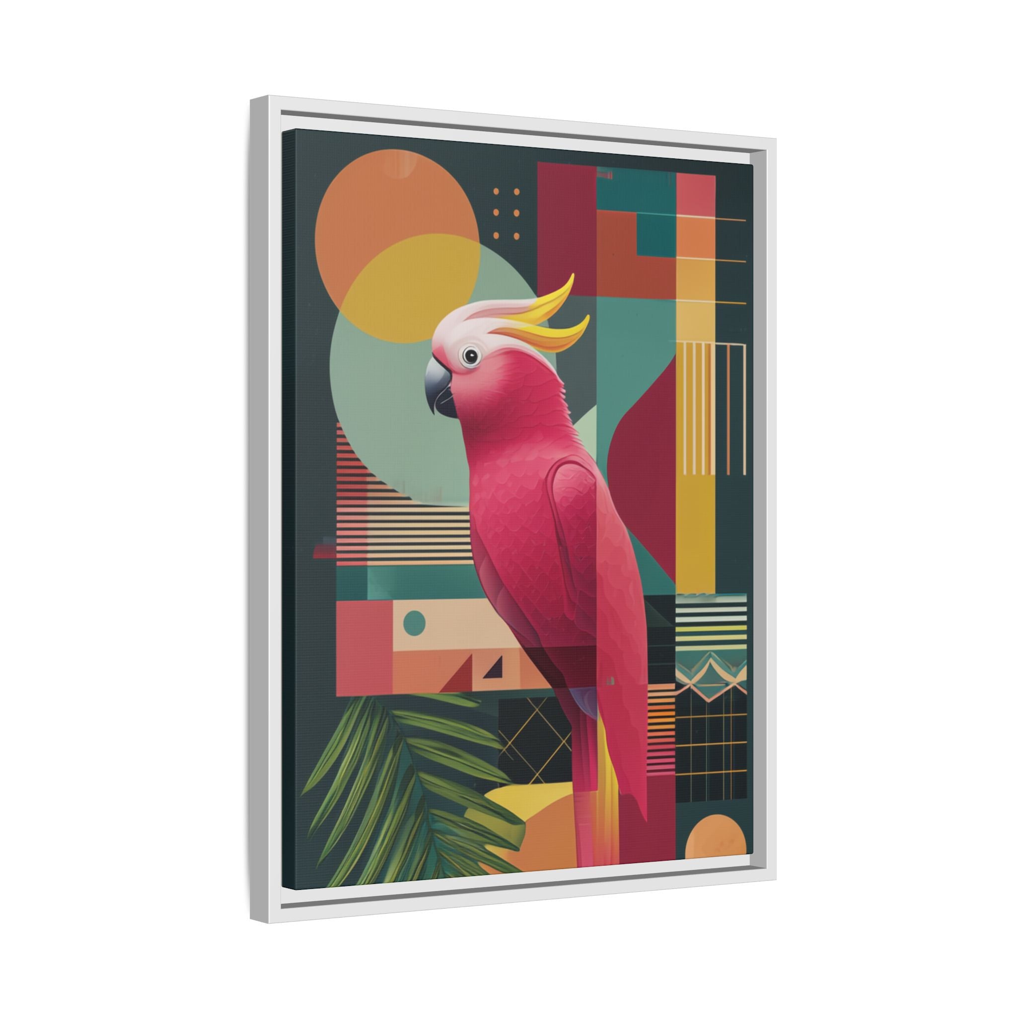 Cockatoo in Geometric Bloom: Mid-Century Modern Art, Tropical Abstract Design   |    Custom Orders Available