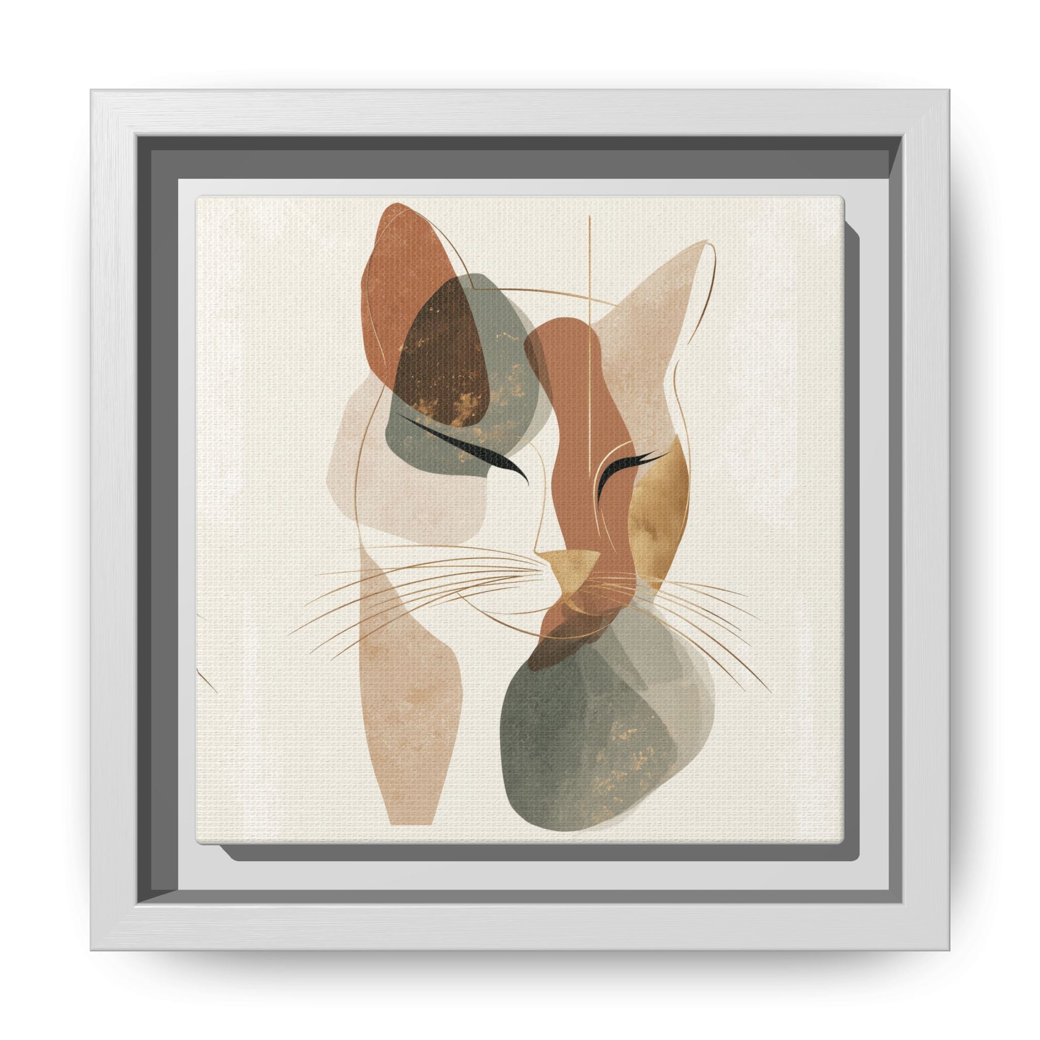 Feline Geometry: Abstract Cat Portrait, Minimalist Earth Tones   |  Personalized & Custom Orders Available