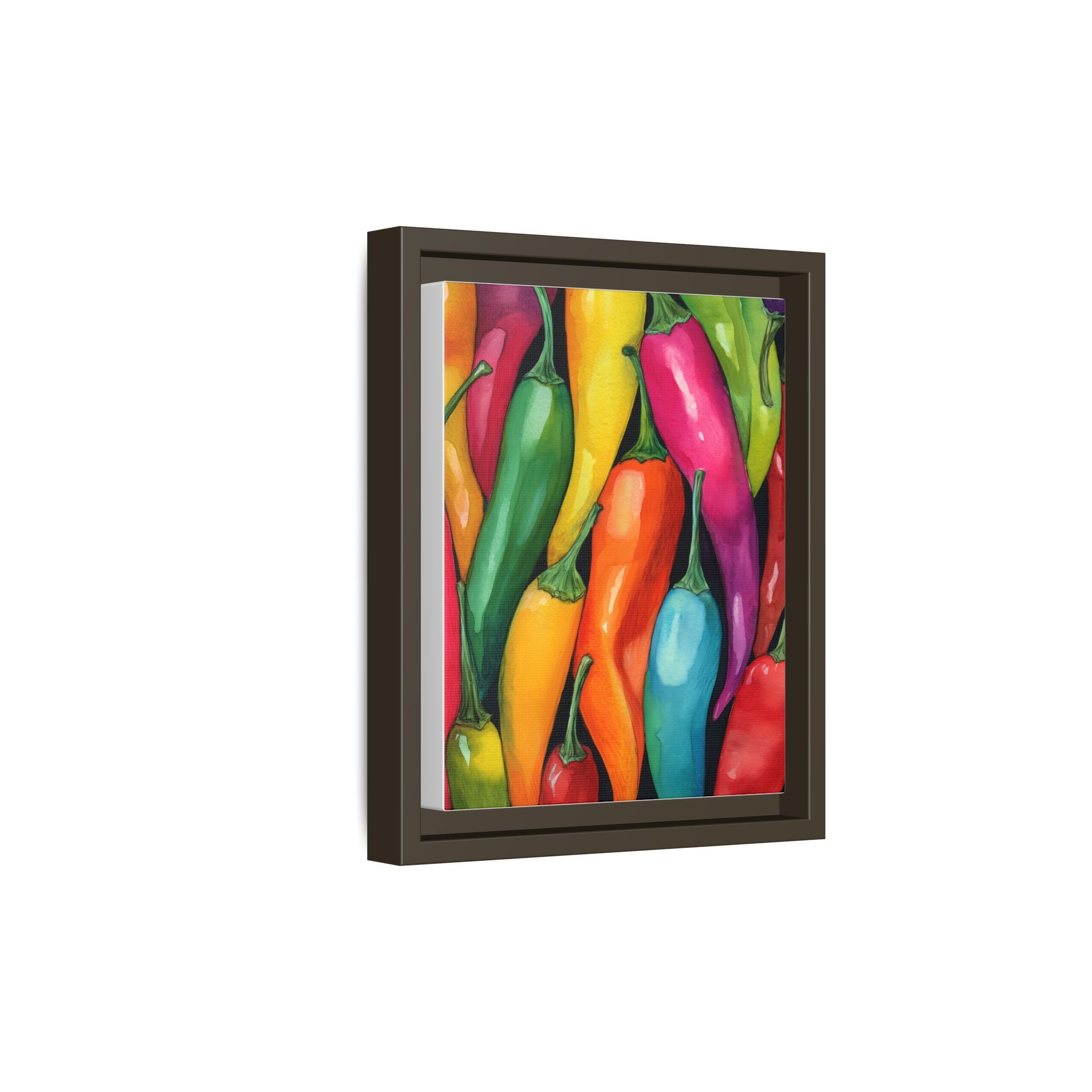 Colorful Chili Pepper Framed Canvas Print — Vibrant Kitchen Wall Art