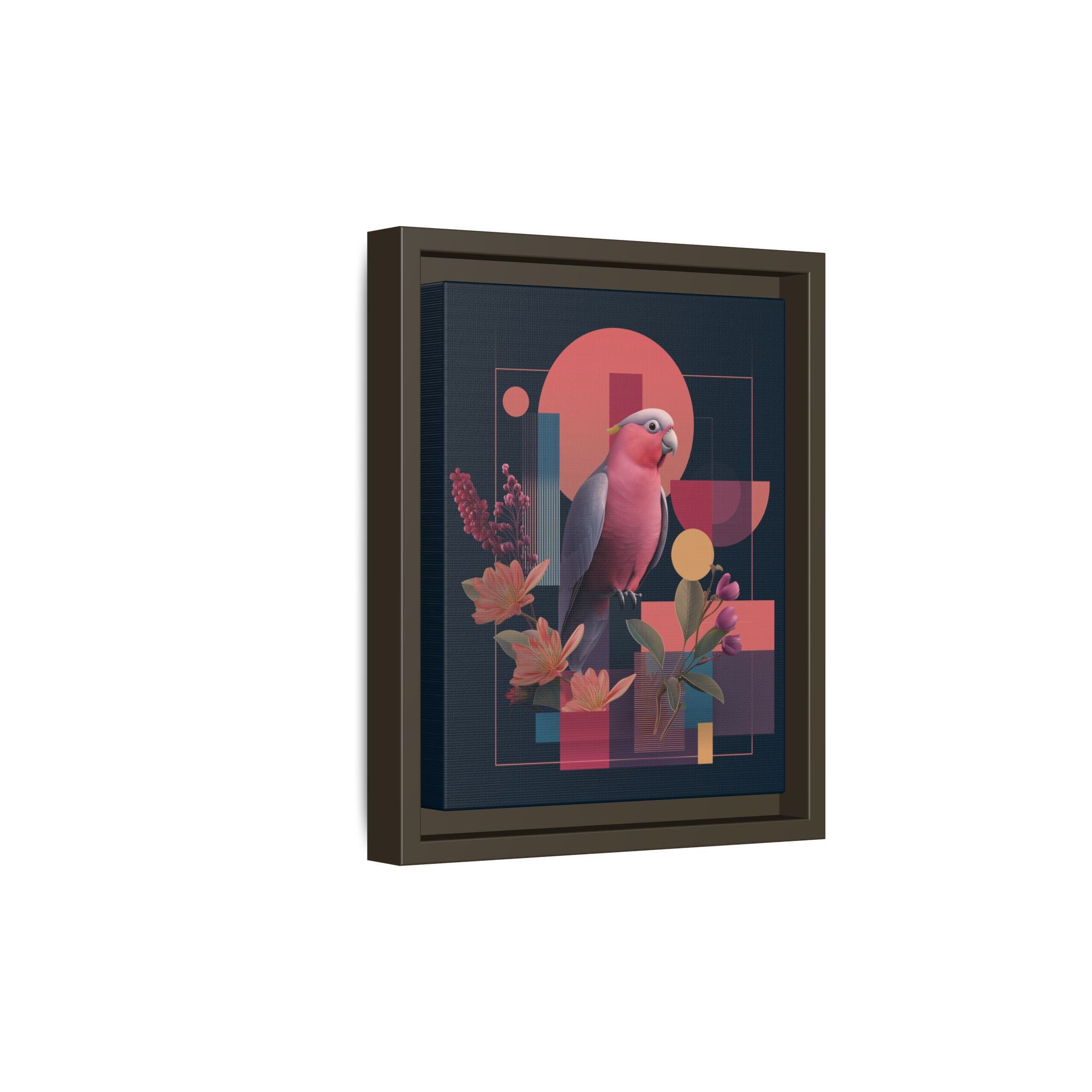 Galah Geometric Framed Print : Stylized Digital Cockatoo Portrait, Contemporary Abstract Botanical    |   Custom Orders Accepted