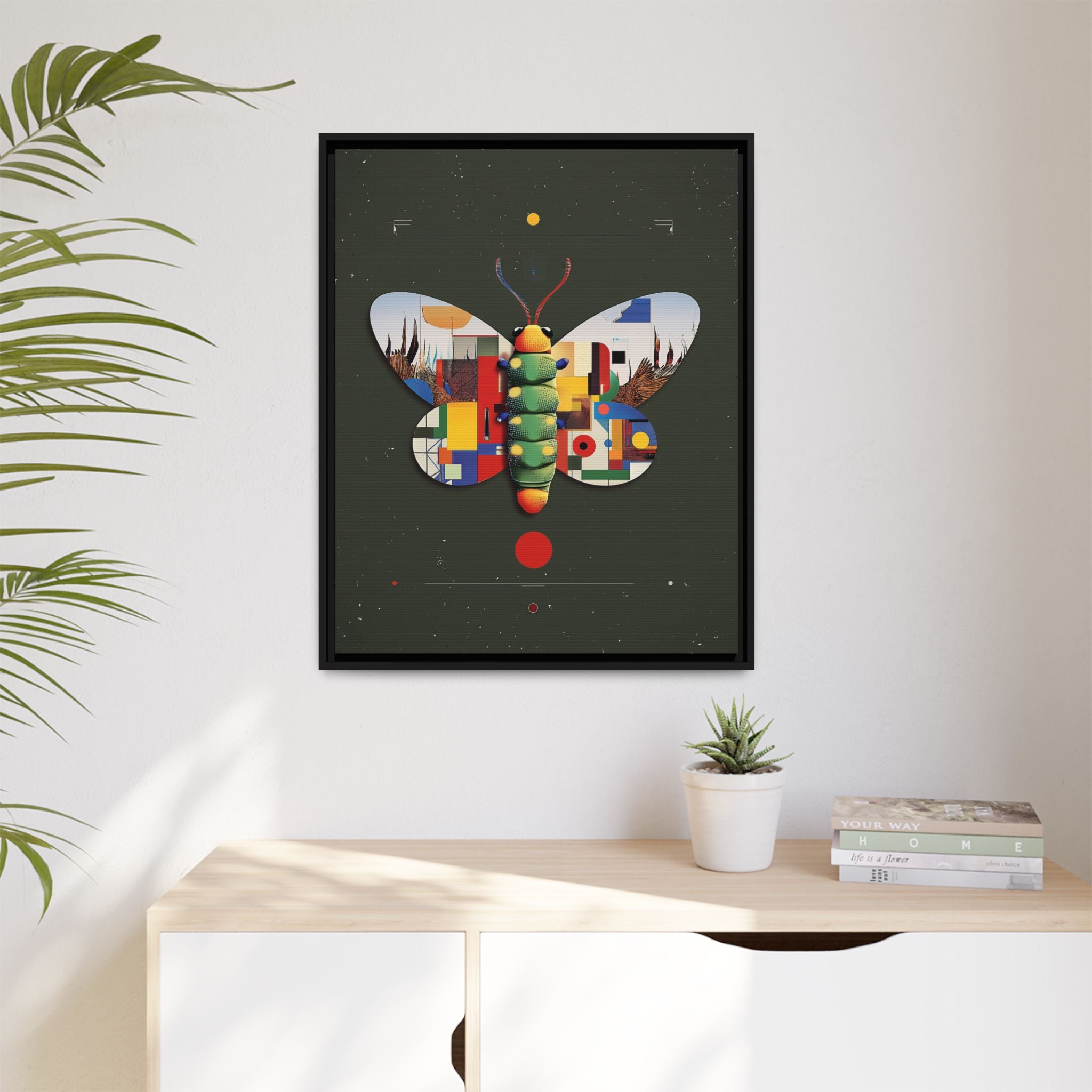 Geometric Butterfly Framed Print : Digital Cubist Interpretation, Modernist Entomological Design   |  Personalized & Custom Orders Available