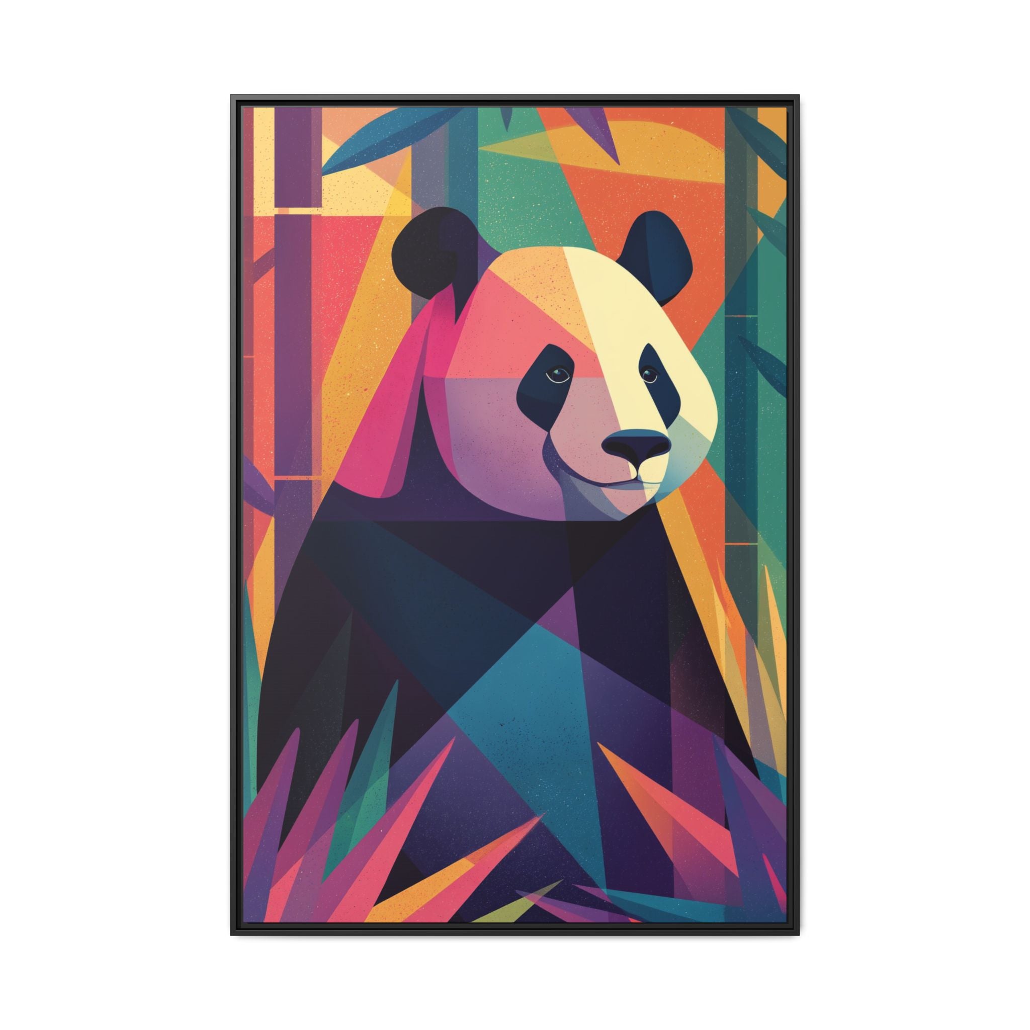 Geometric Panda Framed Print : Cubist Wildlife Portrait, Colorful Abstract Interpretation   |  Personalized & Custom Orders Available