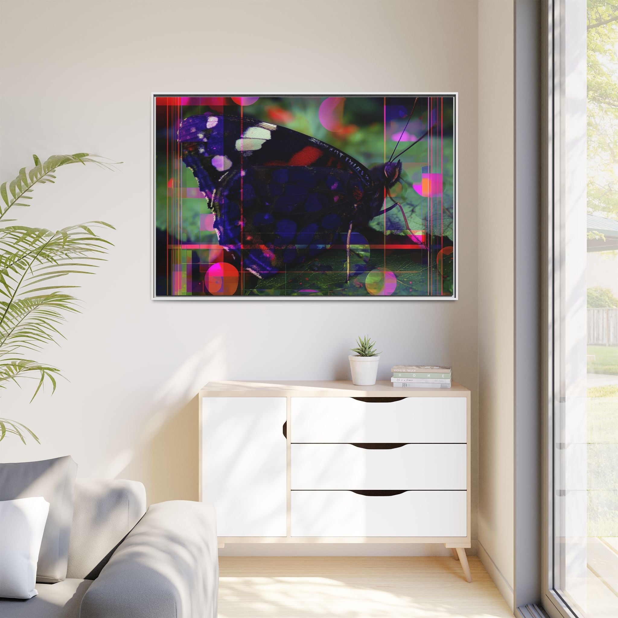 Geometric Butterfly Framed Print: Digital Glitch Butterfly Art, Geometric Nature Photography   |  Personalized & Custom Orders Available