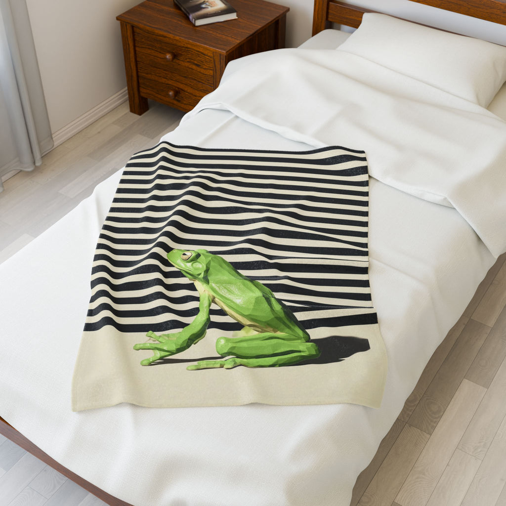 Green Tree Frog Quilt Cover, Doona Cover, Duvet: Low-Poly Nature Art, Geometric Frog Design   |    Custom Orders Available