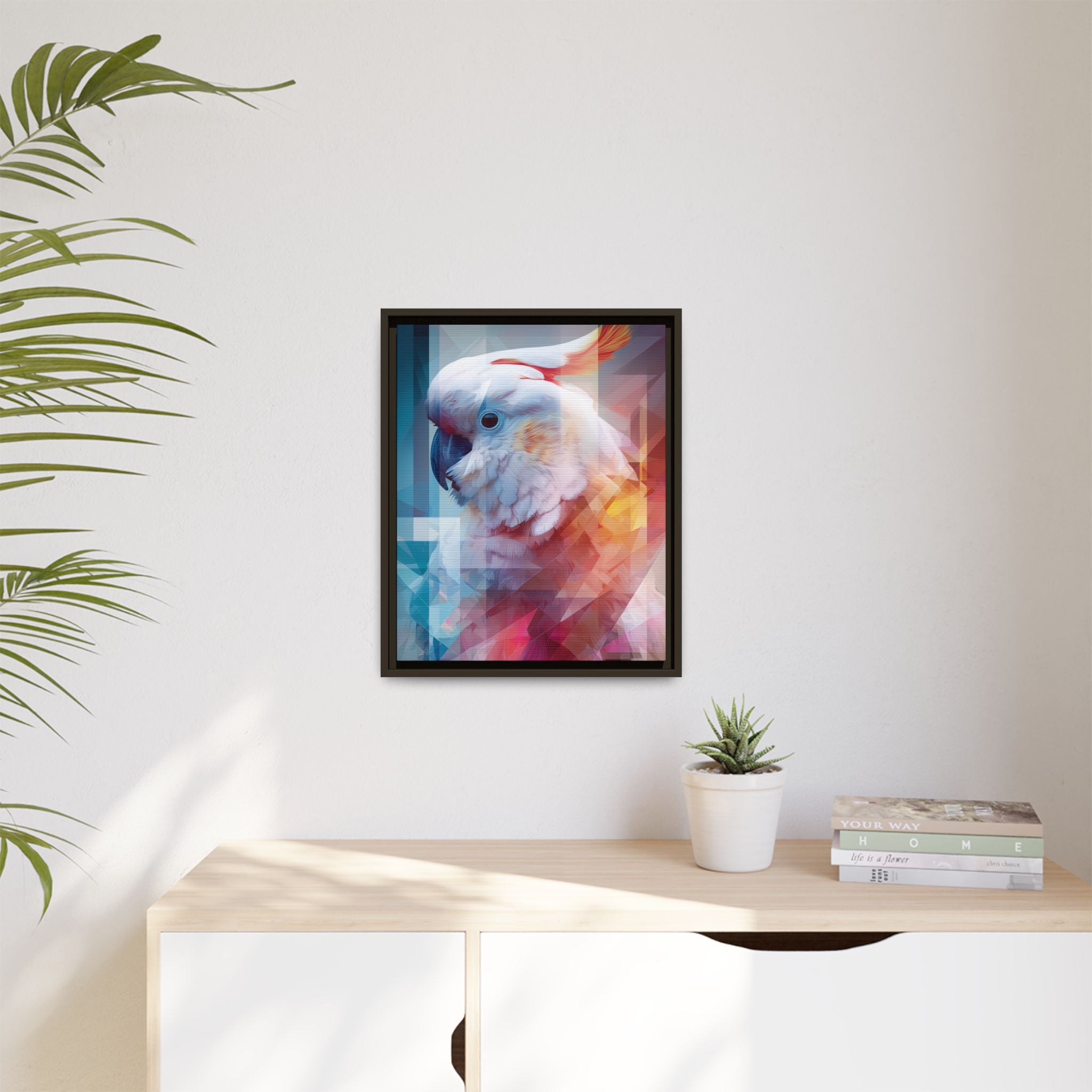 Fractured Cockatoo: Geometric Wildlife Portrait, Low-Poly Digital Art   |    Custom Orders Available