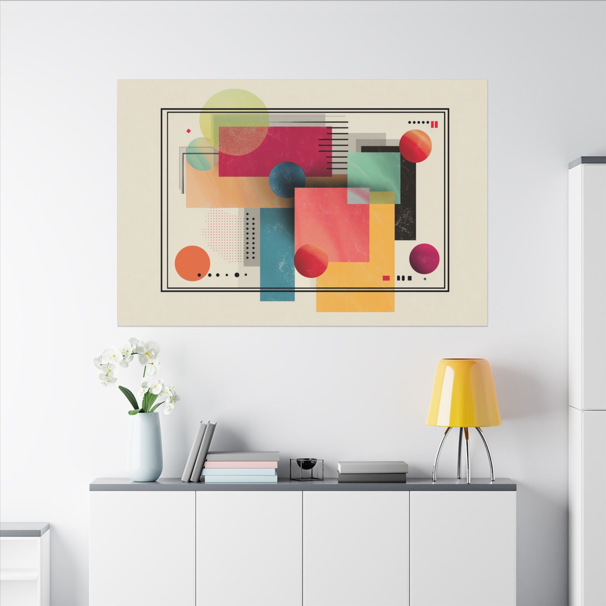 Geometric Dynamism: Bauhaus Abstraction, Translucent Shapes, Modernist Composition   |   Custom Orders Accepted