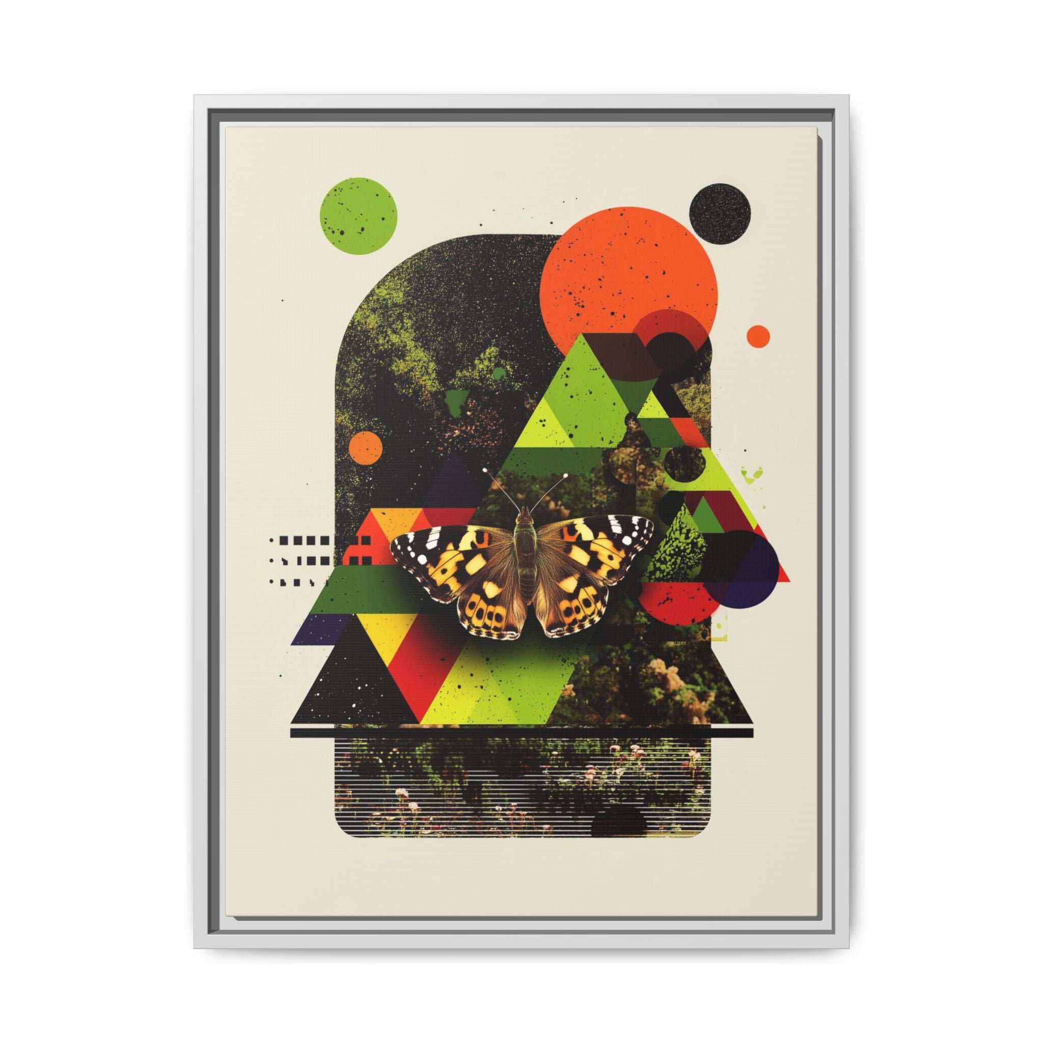 Metamorphic Geometries Framed Print: Digital Nature Collage, Butterfly Abstract Design   |   Custom Orders Available