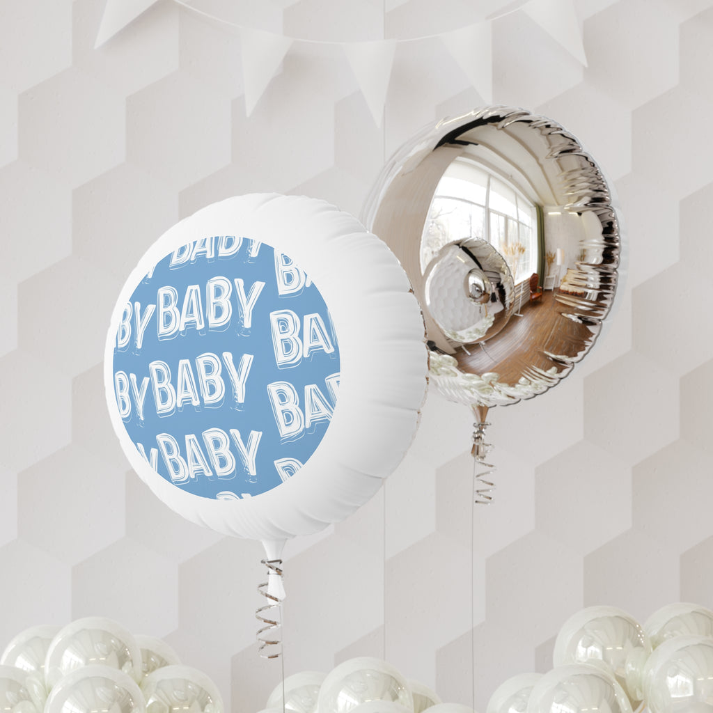 Blue 'BABY' Pattern Mylar Balloon – Baby Shower & Gender Reveal Decoration