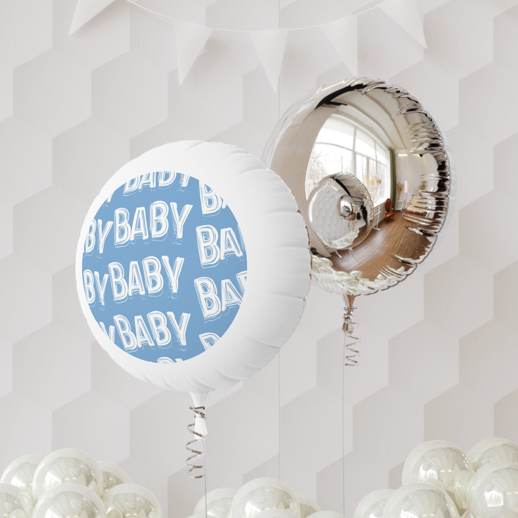 Blue 'BABY' Pattern Mylar Balloon – Baby Shower & Gender Reveal Decoration