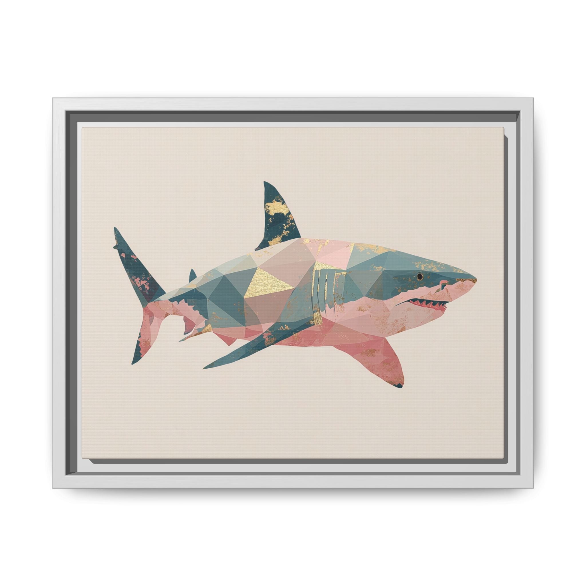 Geometric Shark Spectrum: Polygonal Marine Predator, Abstract Metallic Design   |  Personalized & Custom Orders Available