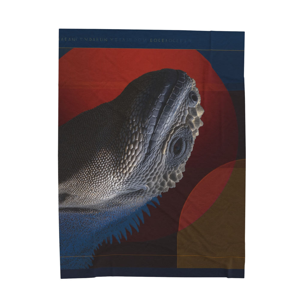 Marine Iguana Plush Blanket, Galapagos Geometric Fusion, Primordial Wisdom   |    Custom Orders Available