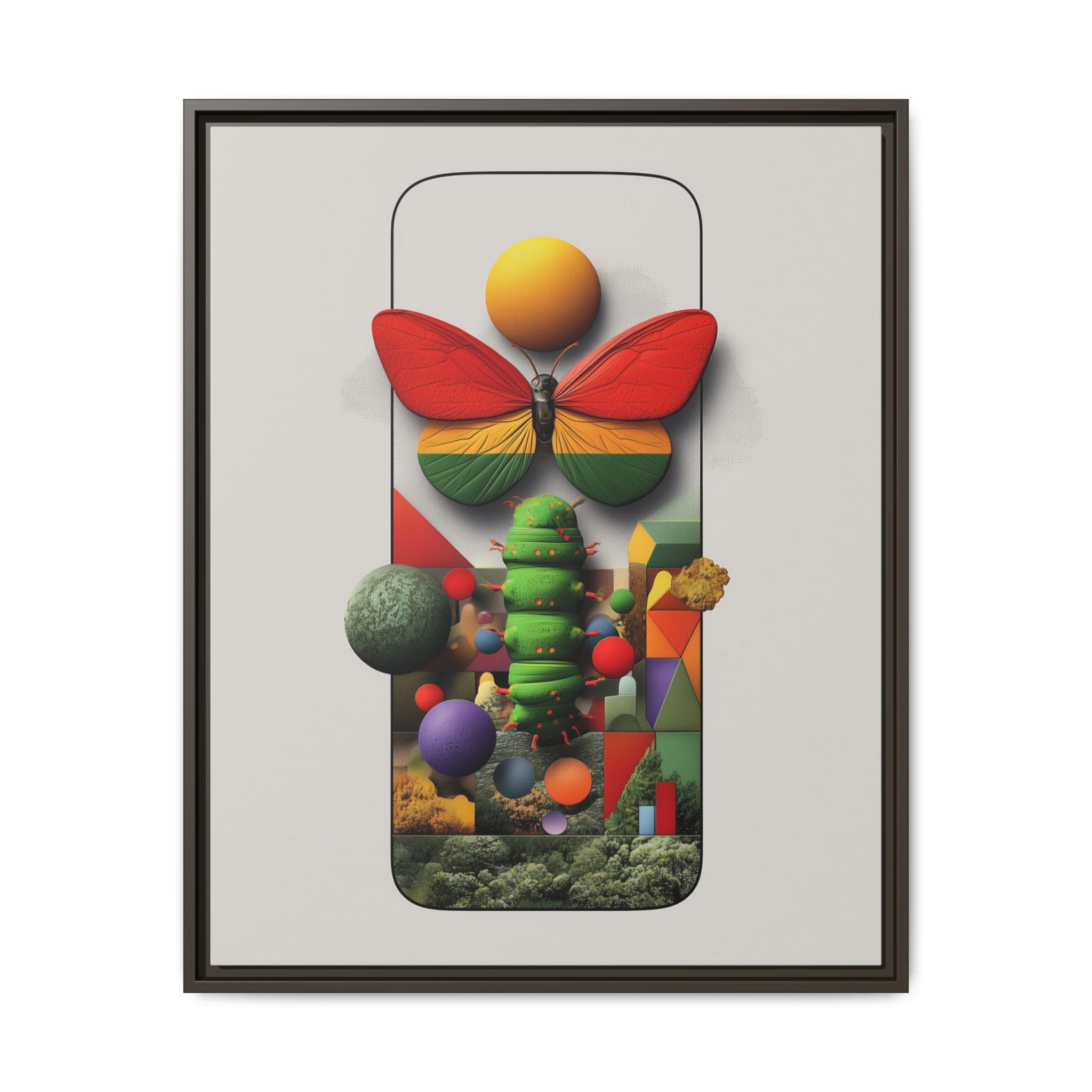 Metamorphosis Framed Print : Geometric Nature Transformation, Vibrant Butterfly Composition   |  Personalized & Custom Orders Available