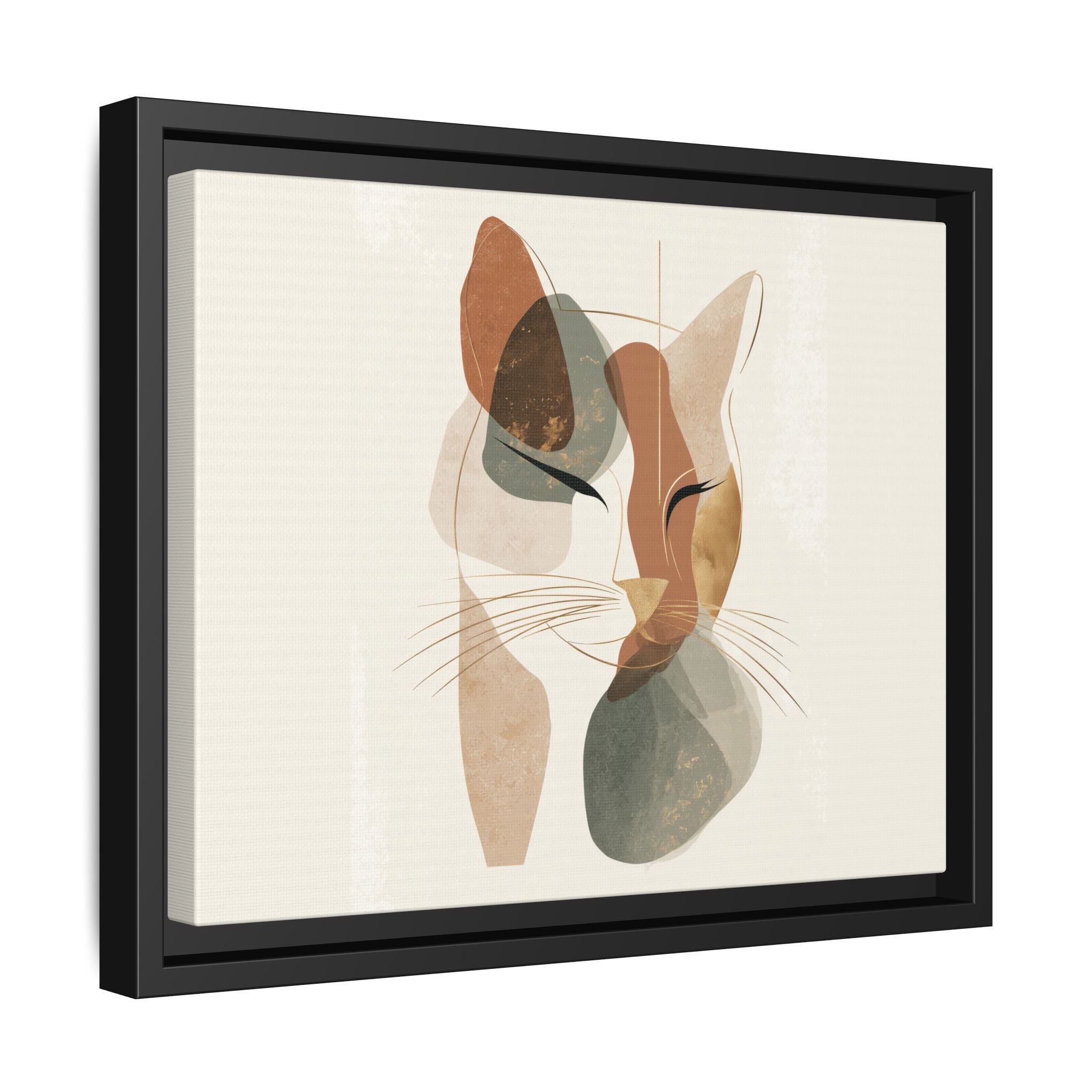 Feline Geometry: Abstract Cat Portrait, Minimalist Earth Tones   |  Personalized & Custom Orders Available