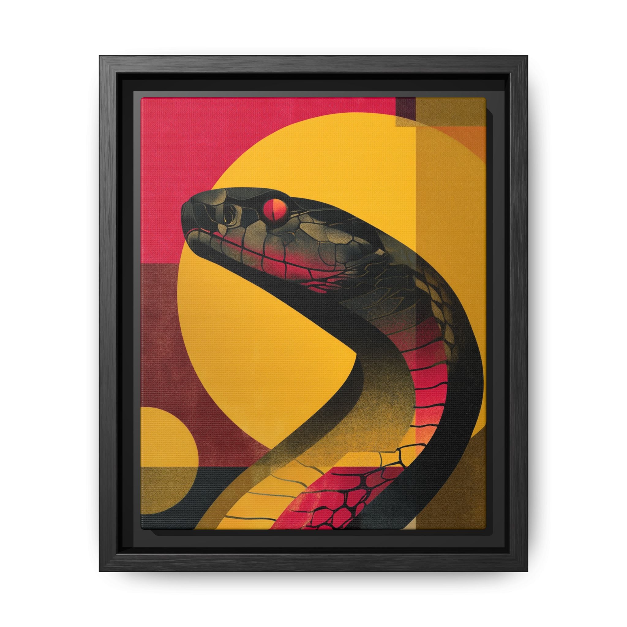 Framed Print, Geometric Snake Wall Art Print, Matte Canvas Picture, Home Decor Gift, Multi-color Serpent Poster, Modern Abstract Artwork