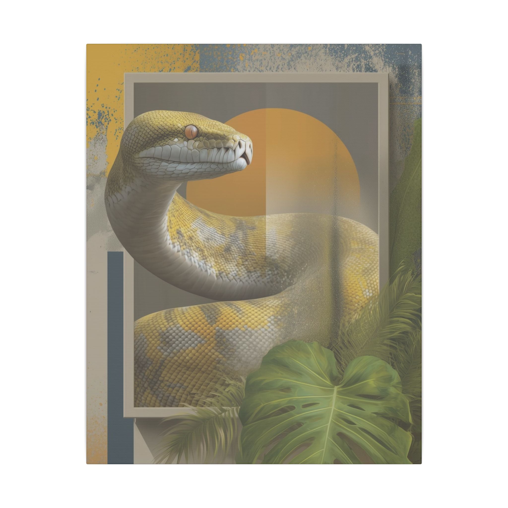 Serpent's Geometric Symphony: Tropical Python Illustration, Modern Graphic Design   |    Custom Orders Available