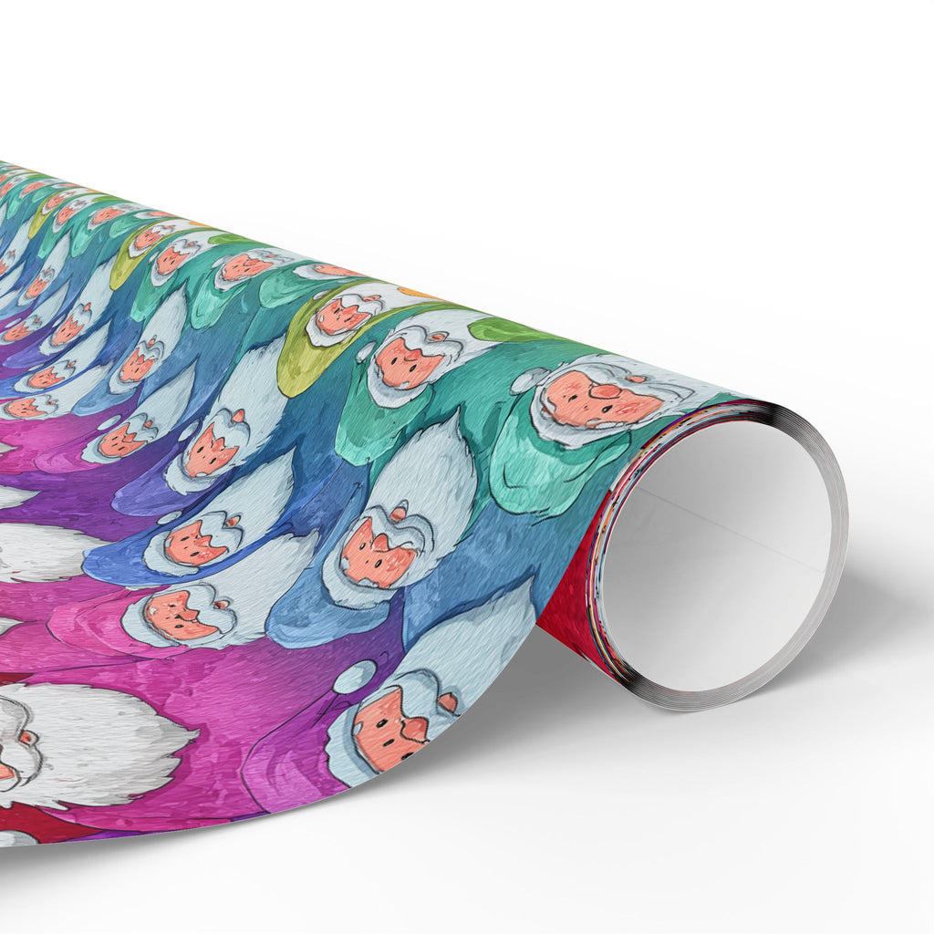 Bold Colorful Santa Pattern Wrapping Paper Roll — Colorful Rainbow Holiday Gift Wrap