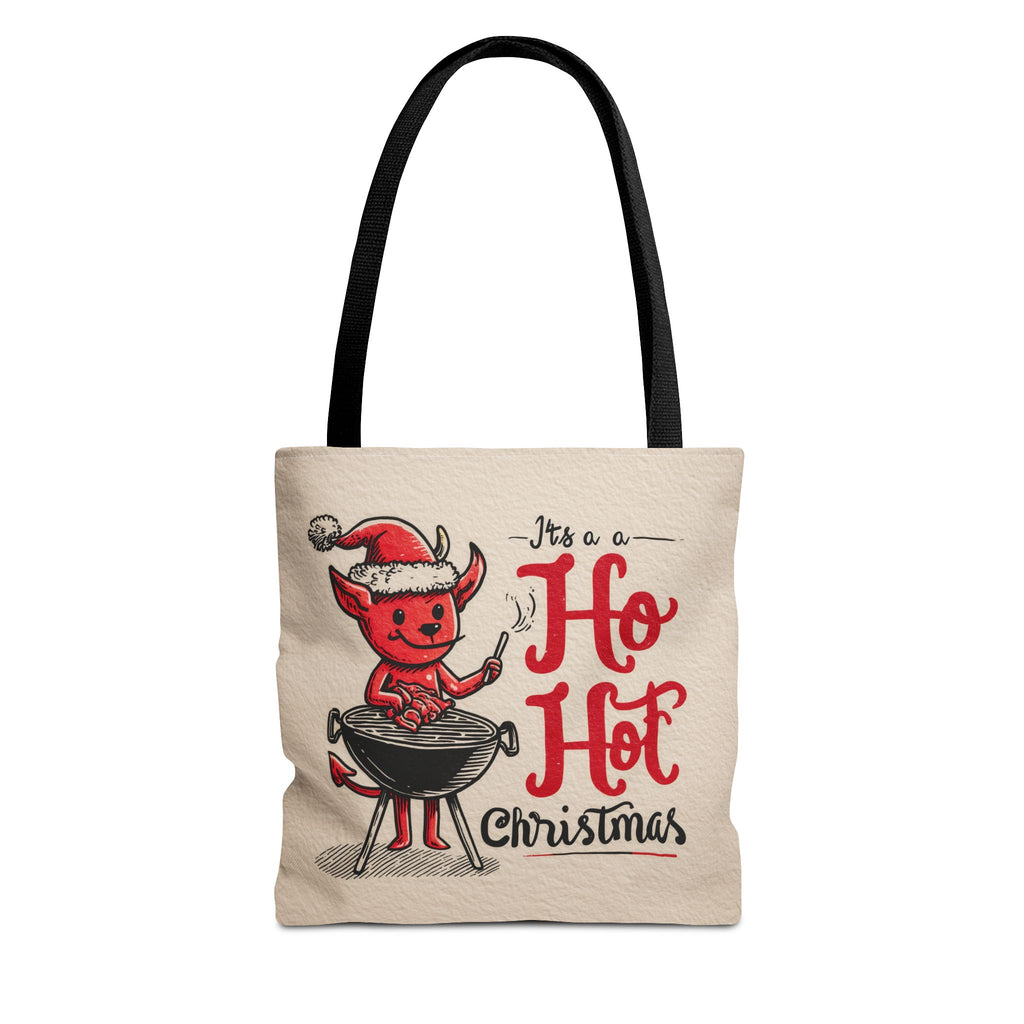 Hot Christmas Tote Bag, Festive Gift Bag, Holiday Shopping Tote, BBQ Lover's Tote, Fun Winter Accessory